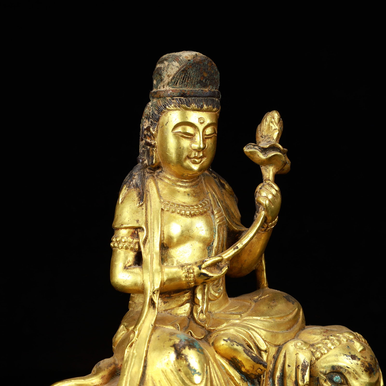 A Solemn Gilt Bronze Statue of Samantabhadra - 8