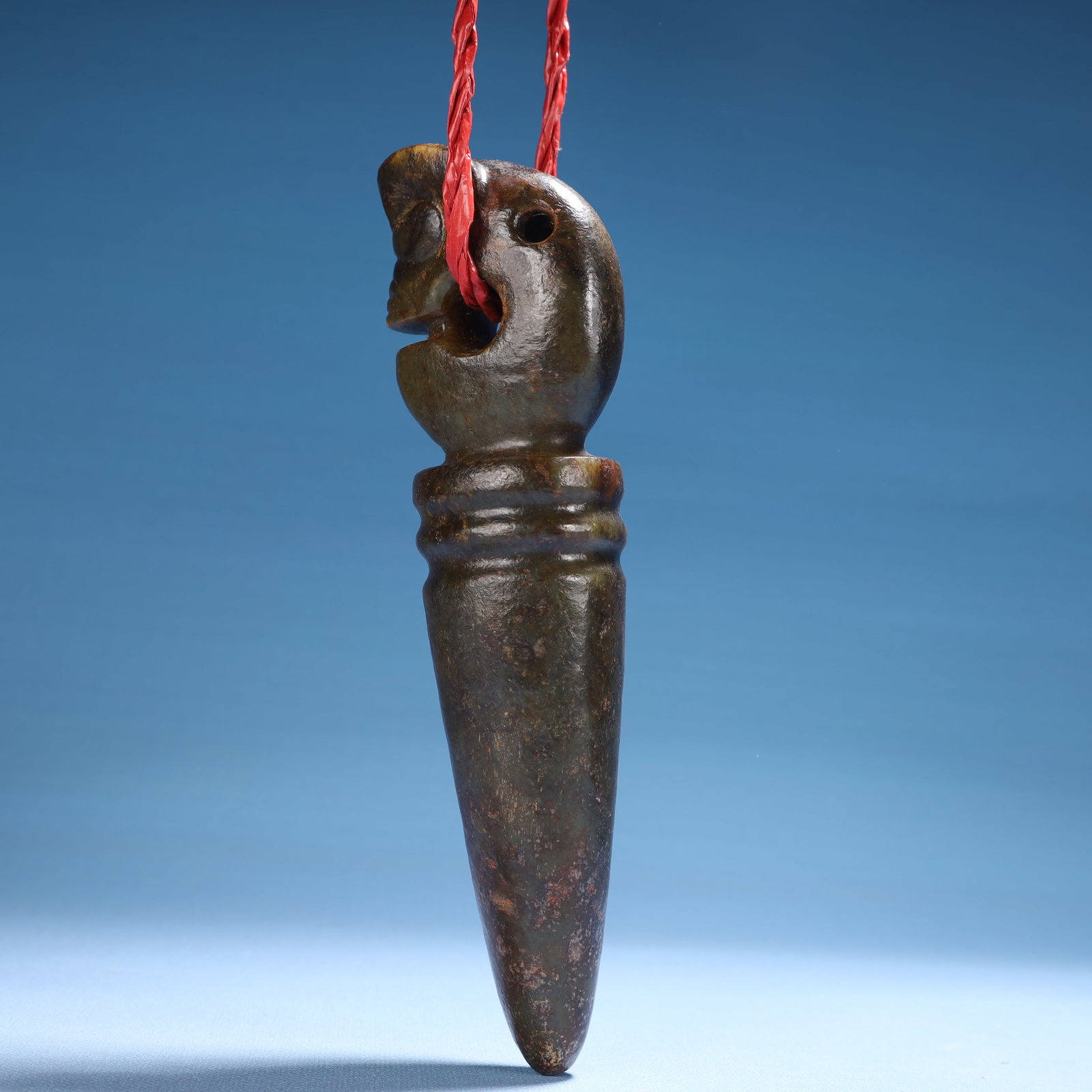 An Archaic Hongshan Culture Greenish Jade Pig and Dragon Pendant - 4