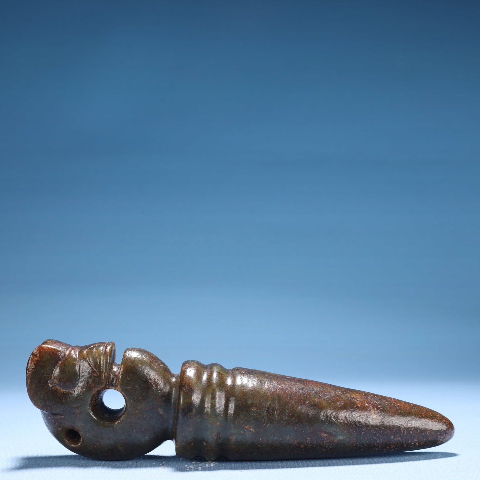 An Archaic Hongshan Culture Greenish Jade Pig and Dragon Pendant - 5
