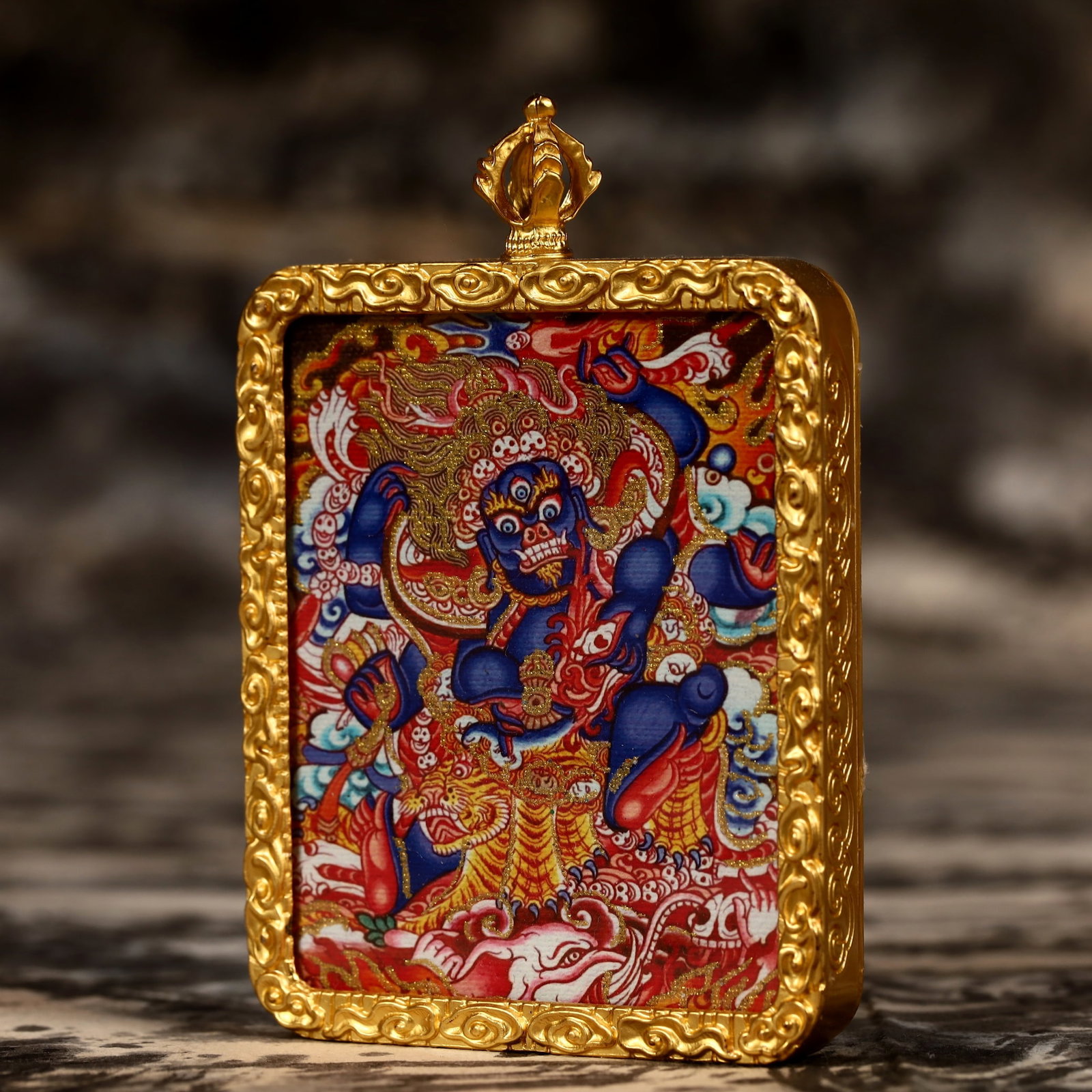 An Exquisite Painted Color Statue of Mahakala Tangka - 2