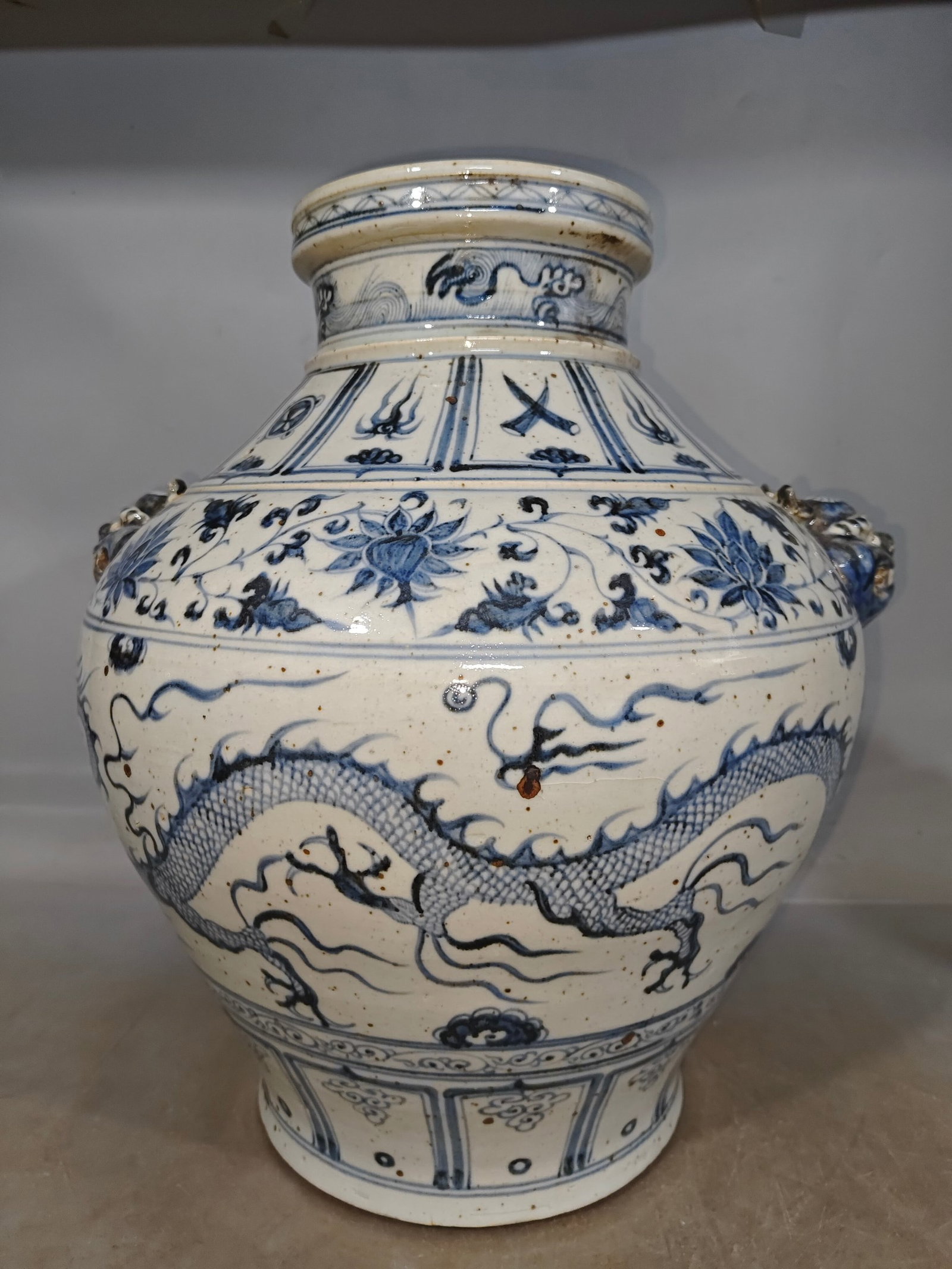 A Pair of Rare Underglaze-Red Auspicious Cloud and Dragon Pattern Jars - 8