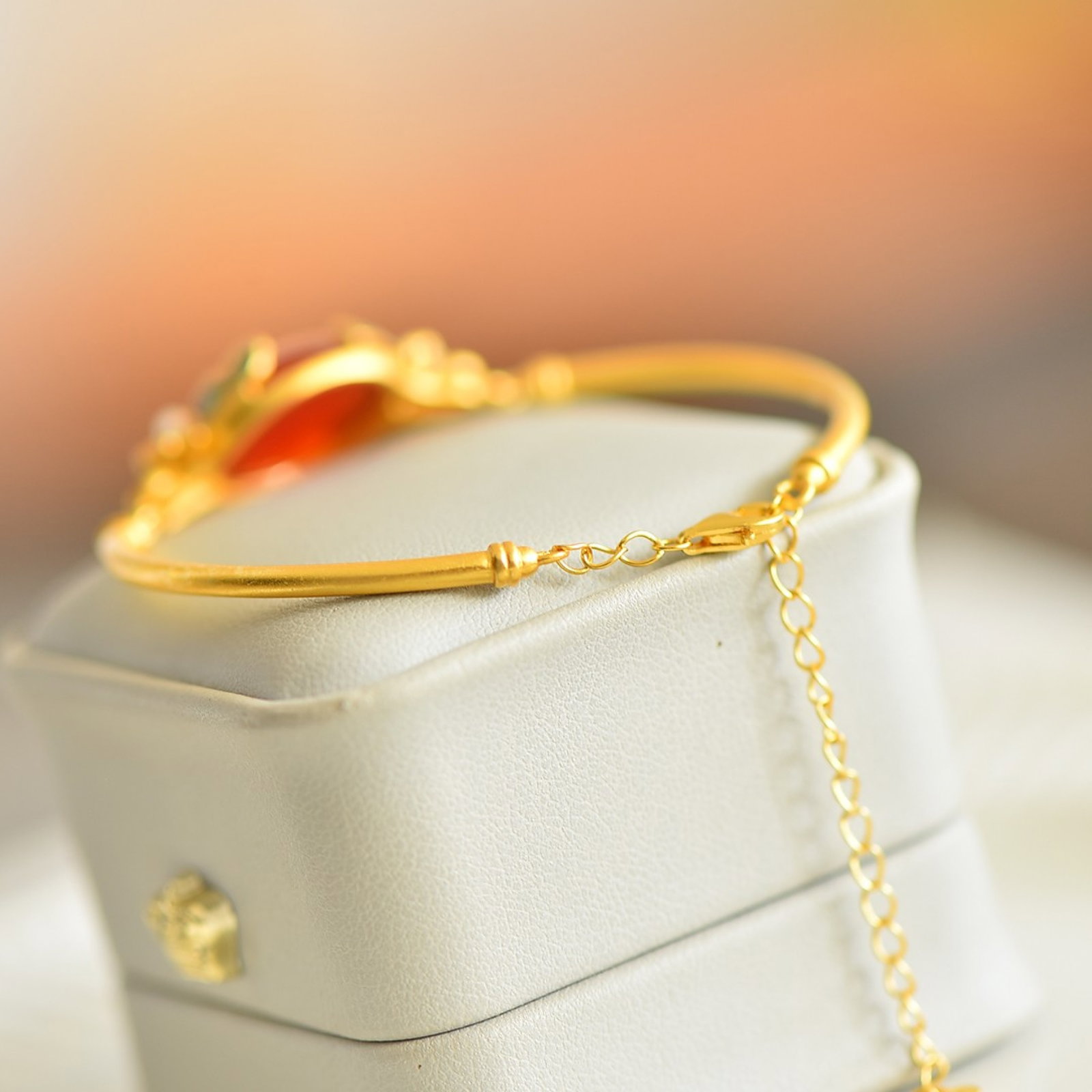 An Exquisite Sterling Silver-Gold Plated Inlaid Agate Enamel Bracelets,Inlaid Pearls - 5