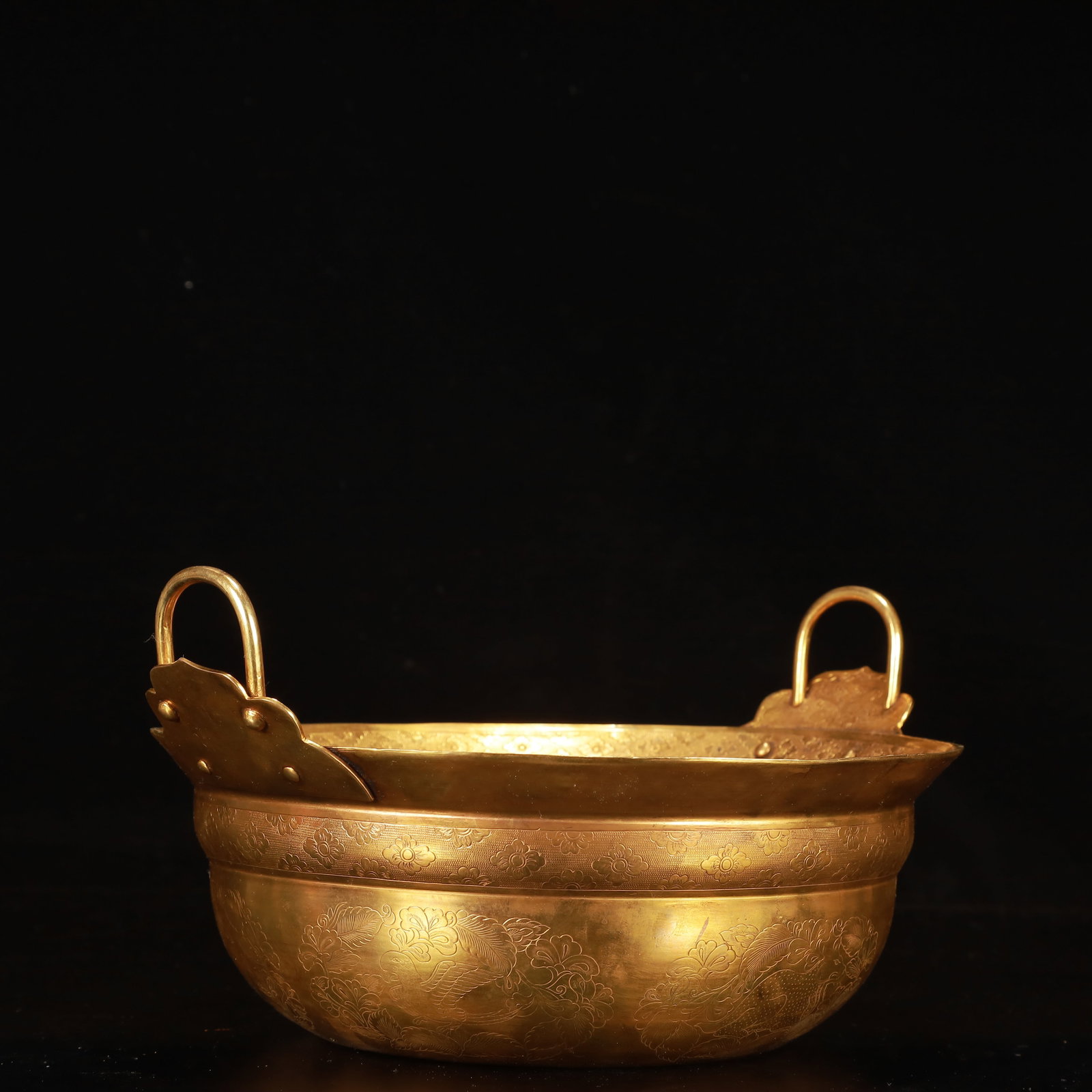 An Exquisite Gilt Bronze Flower Auspicious Beast Pattern Basin - 4