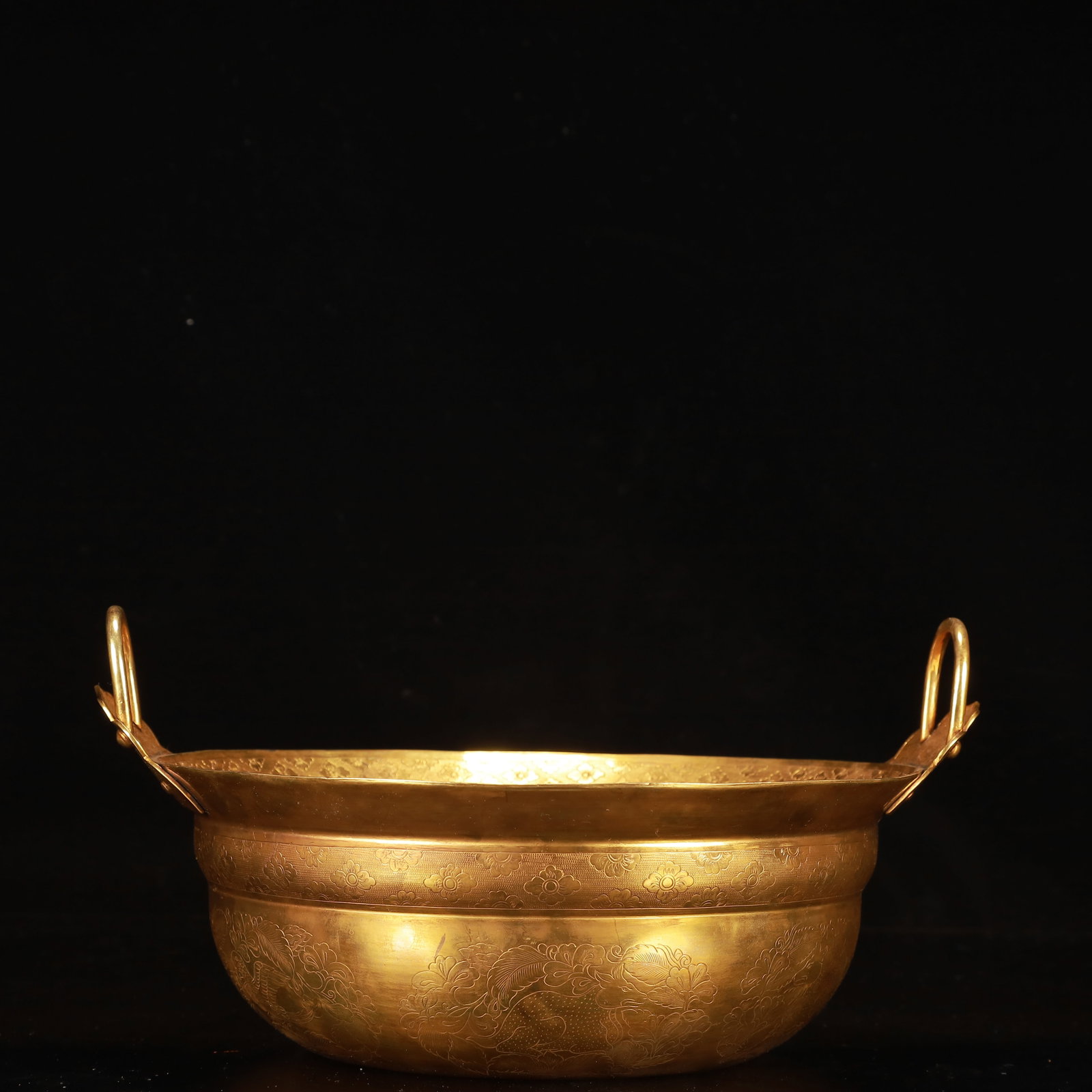 An Exquisite Gilt Bronze Flower Auspicious Beast Pattern Basin - 5
