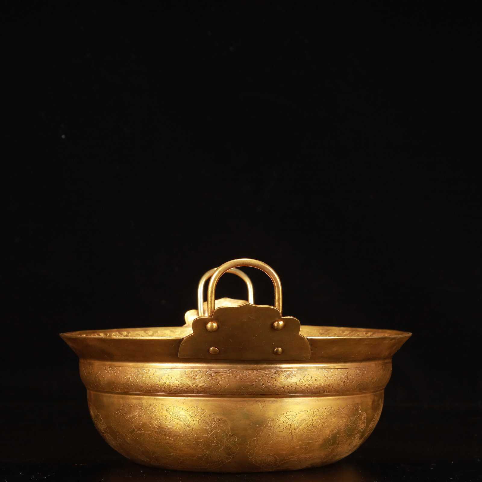 An Exquisite Gilt Bronze Flower Auspicious Beast Pattern Basin - 7