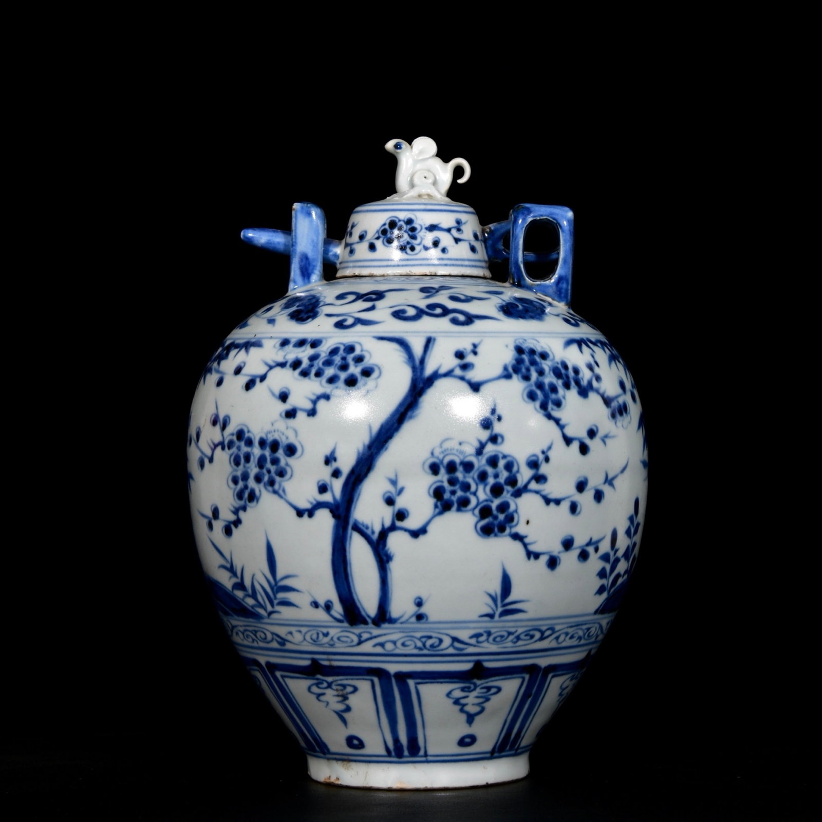 An Exquisite Blue and White Pine, Bamboo and Plum Blossom Pattern Jar with Cover - 5