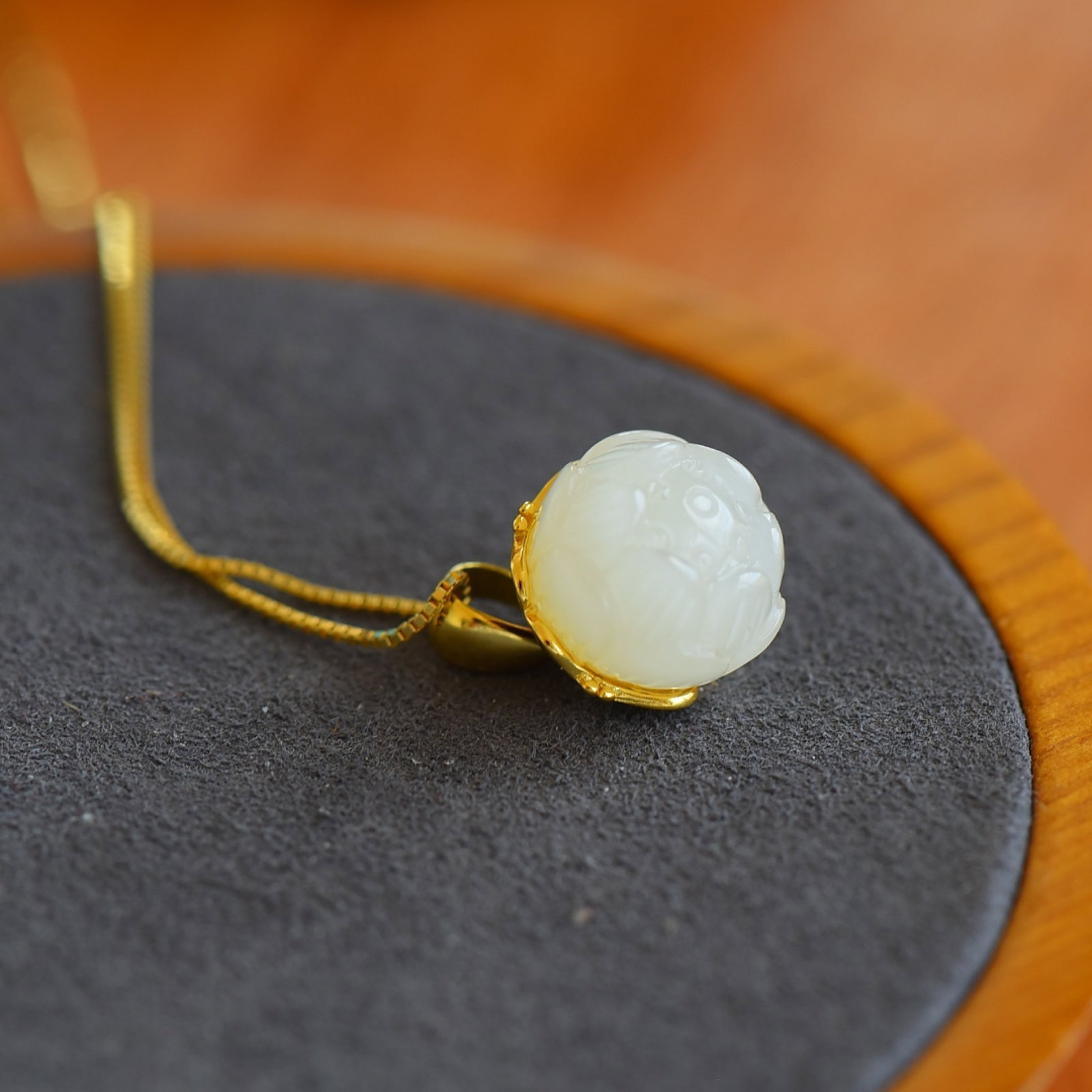 An Exquisite Sterling Silver-Gold Plated Inlaid White Jade Enamel Pendant - 5