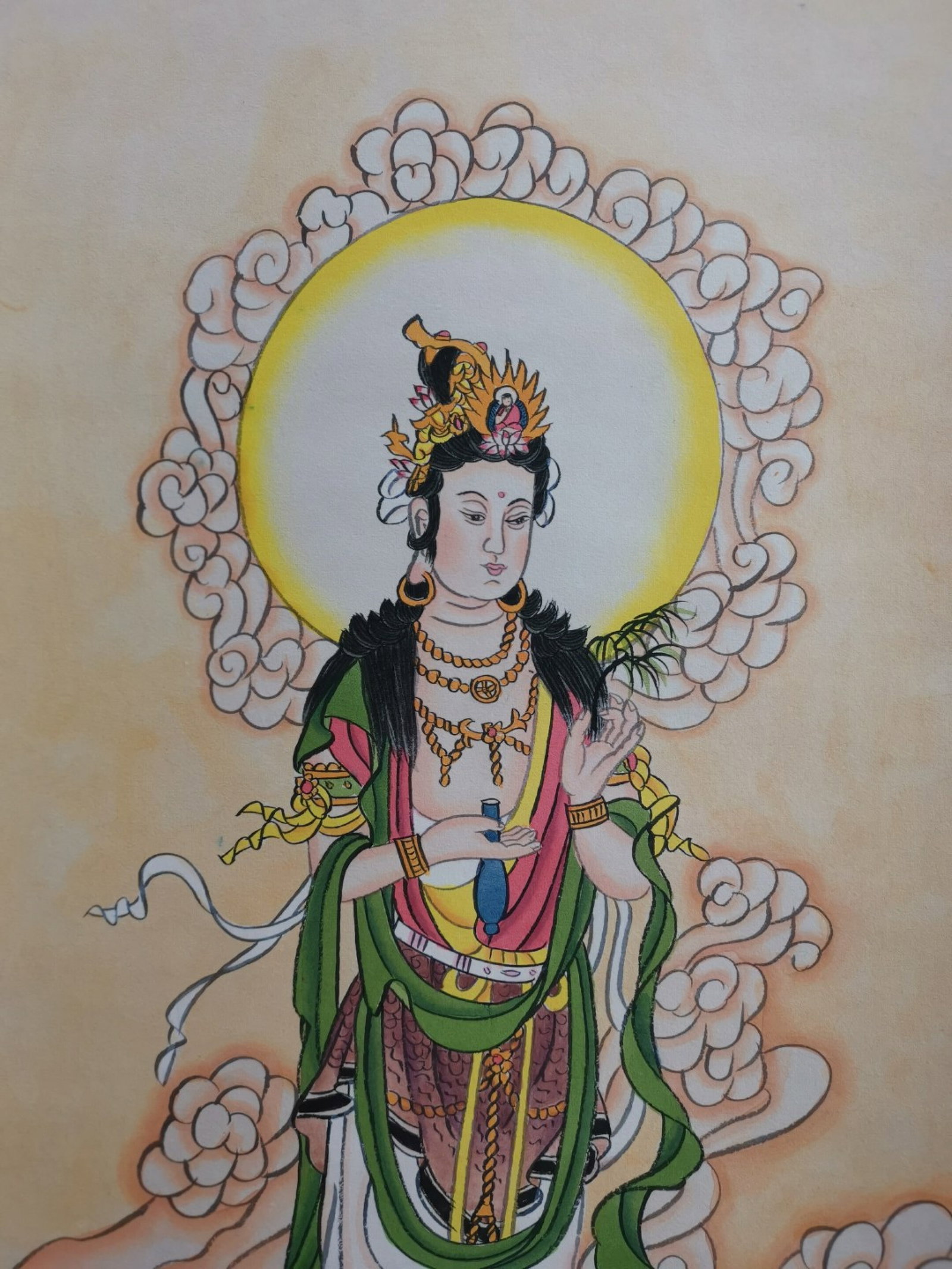 A Chinese Vertical Scroll Ink Painting of Statue of Avalokitesvara on Paper,Hong Yi - 6
