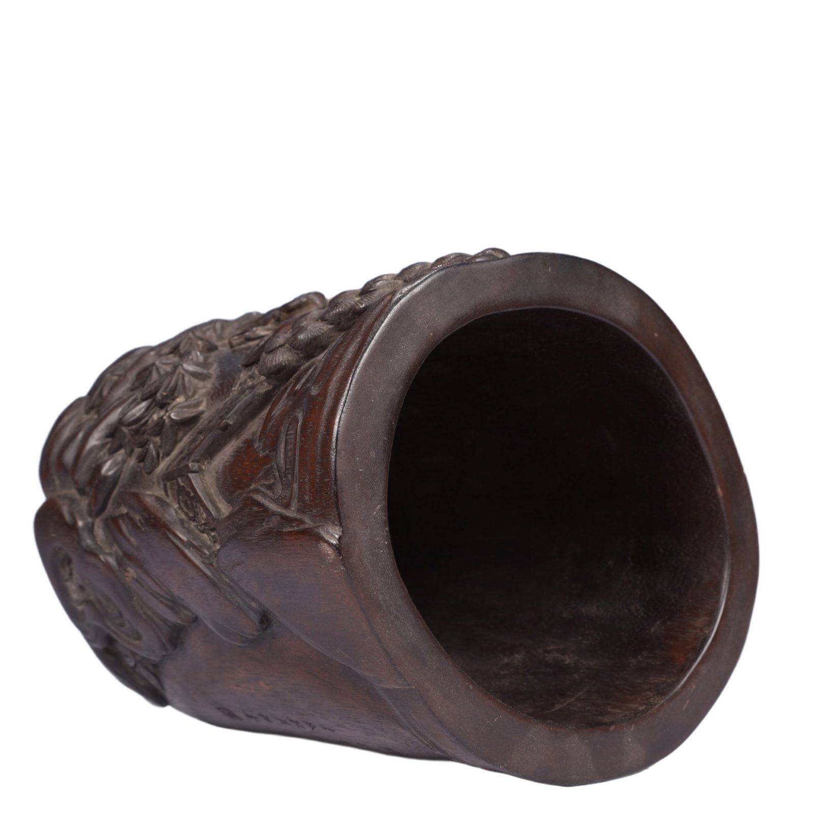 An Exquisite Redwood Landscape and Figure Pattern Brush Pot,With Poem,With Base - 9