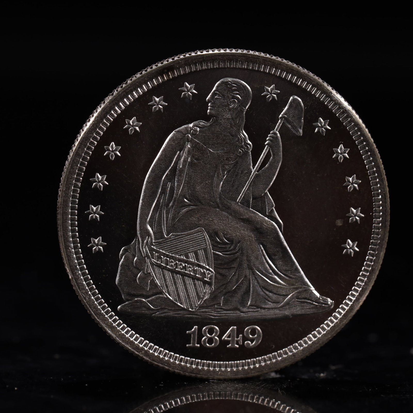 USA One Dollar 1849 Coin: Estimated Value:2000-4000 American coin. IN GOD WE TRUST / LIBERTY / 1849 / UNITED STATES OF AMERICA / ONE DOL. Weight:26.9g.