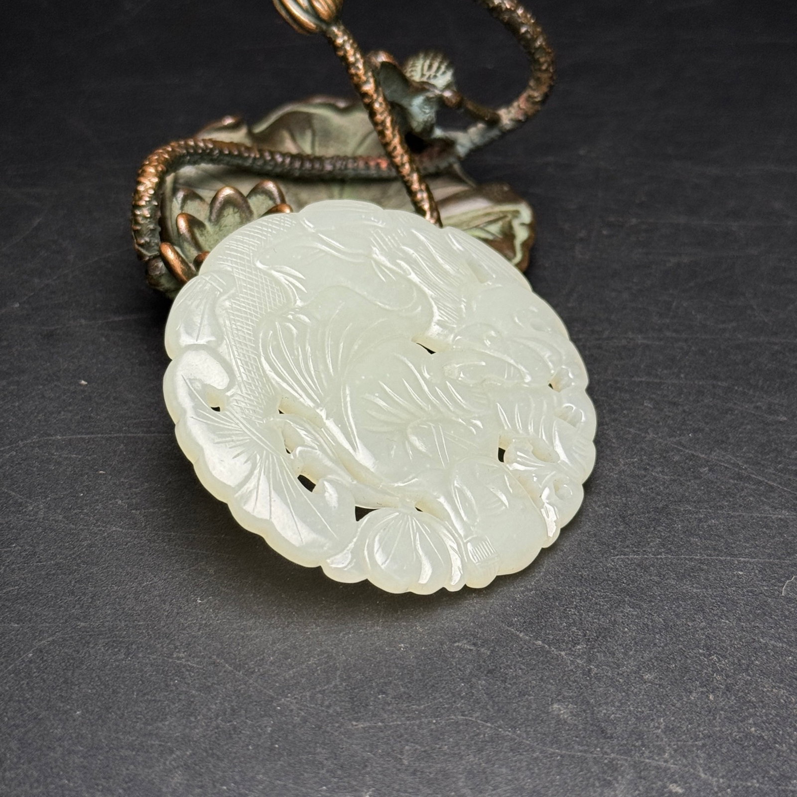 An Exquisite White Jade Hollow Figure Kylin Pattern Pendant - 4