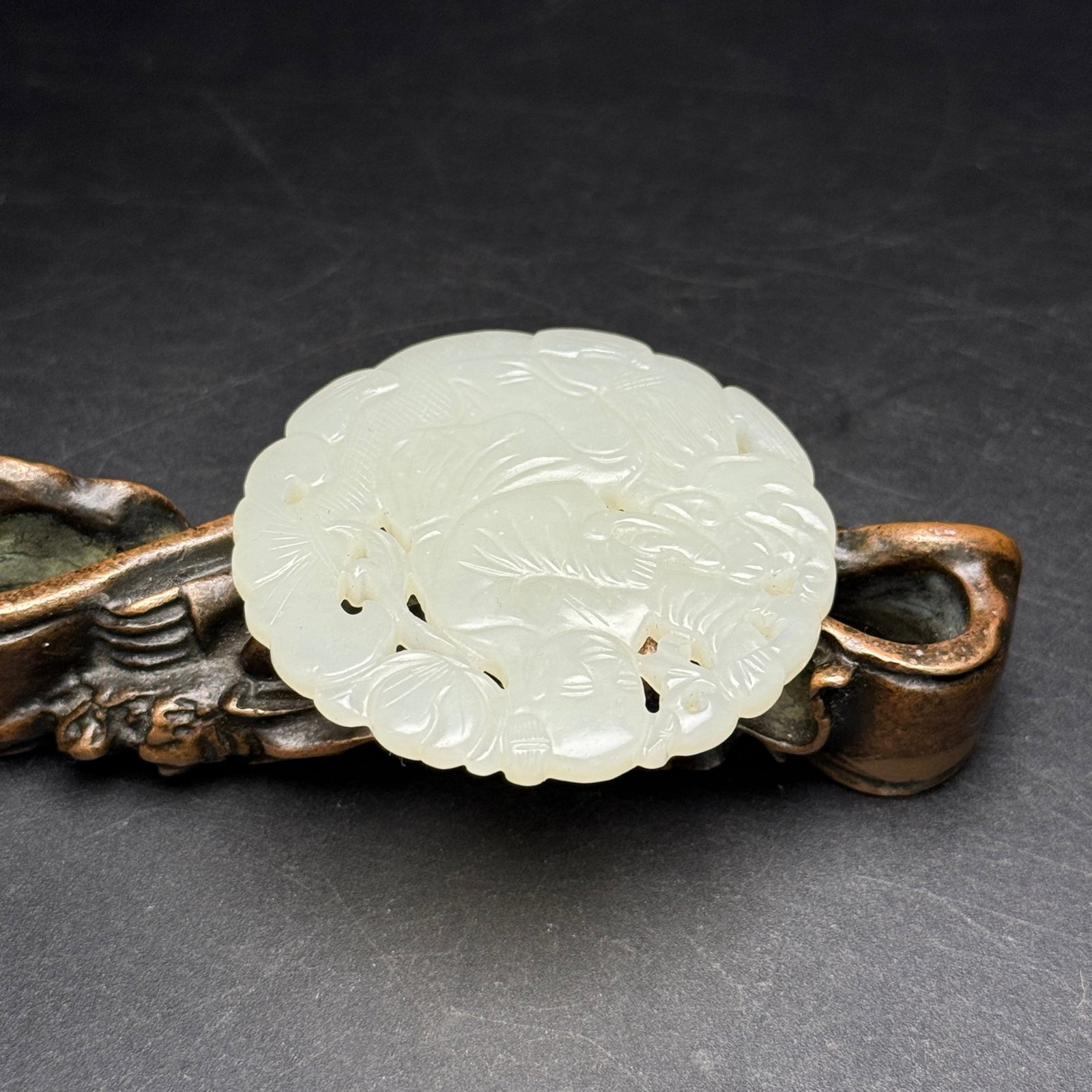 An Exquisite White Jade Hollow Figure Kylin Pattern Pendant - 6