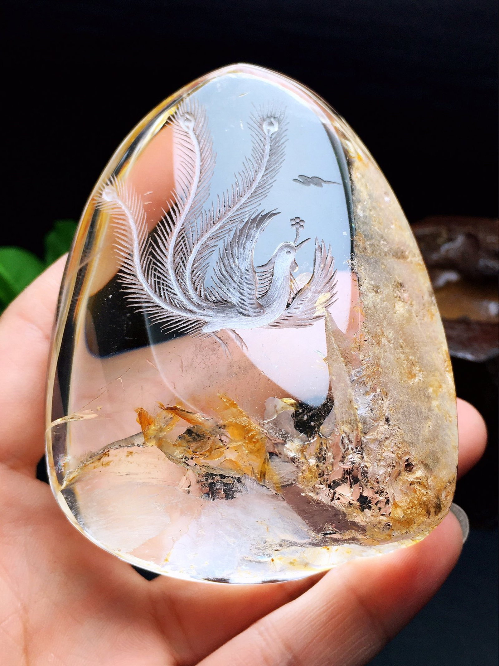 An Exquisite Crystal Phoenix Pattern Ornament - 7