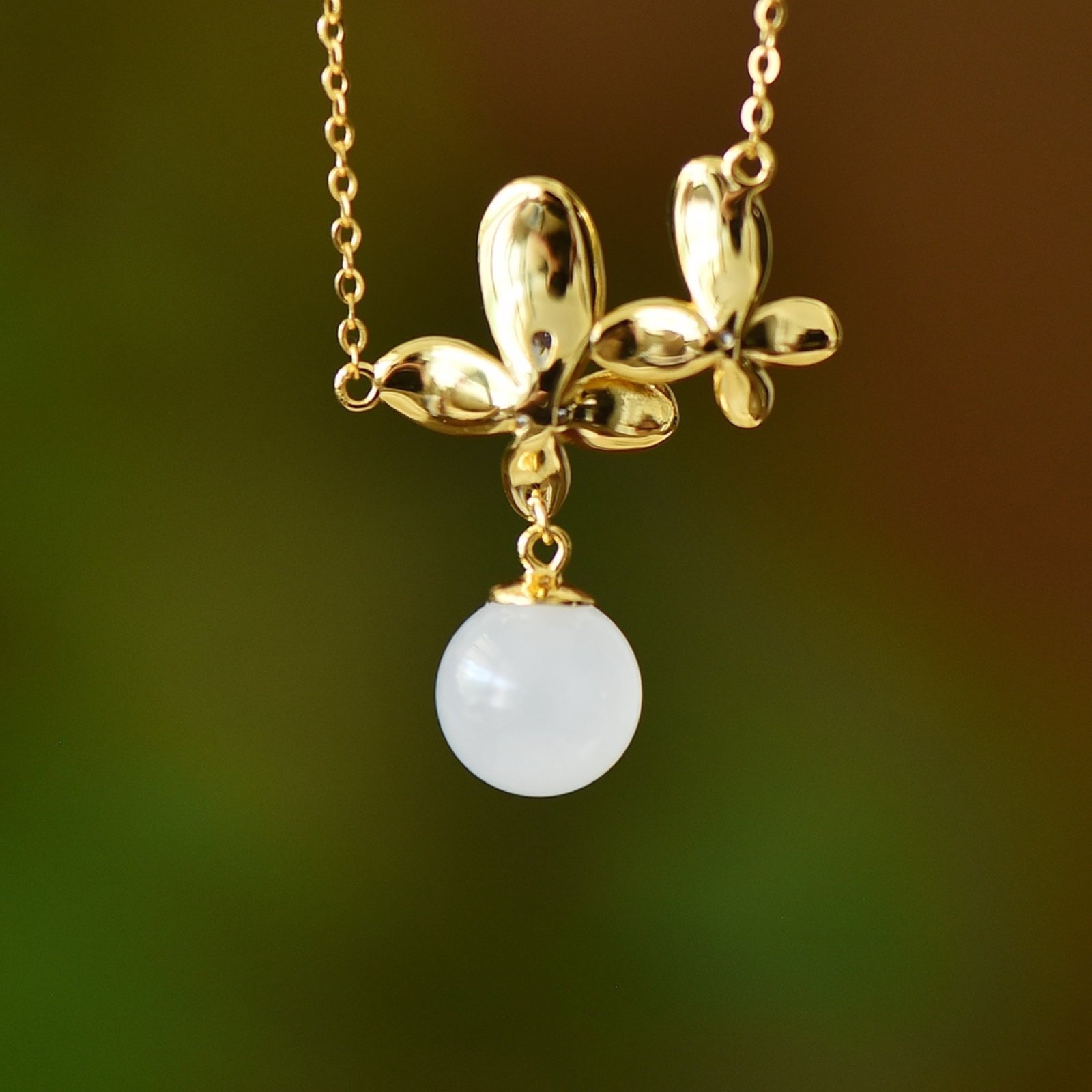 An Exquisite Sterling Silver-Gold Plated Inlaid White Jade Enamel Pendant - 5