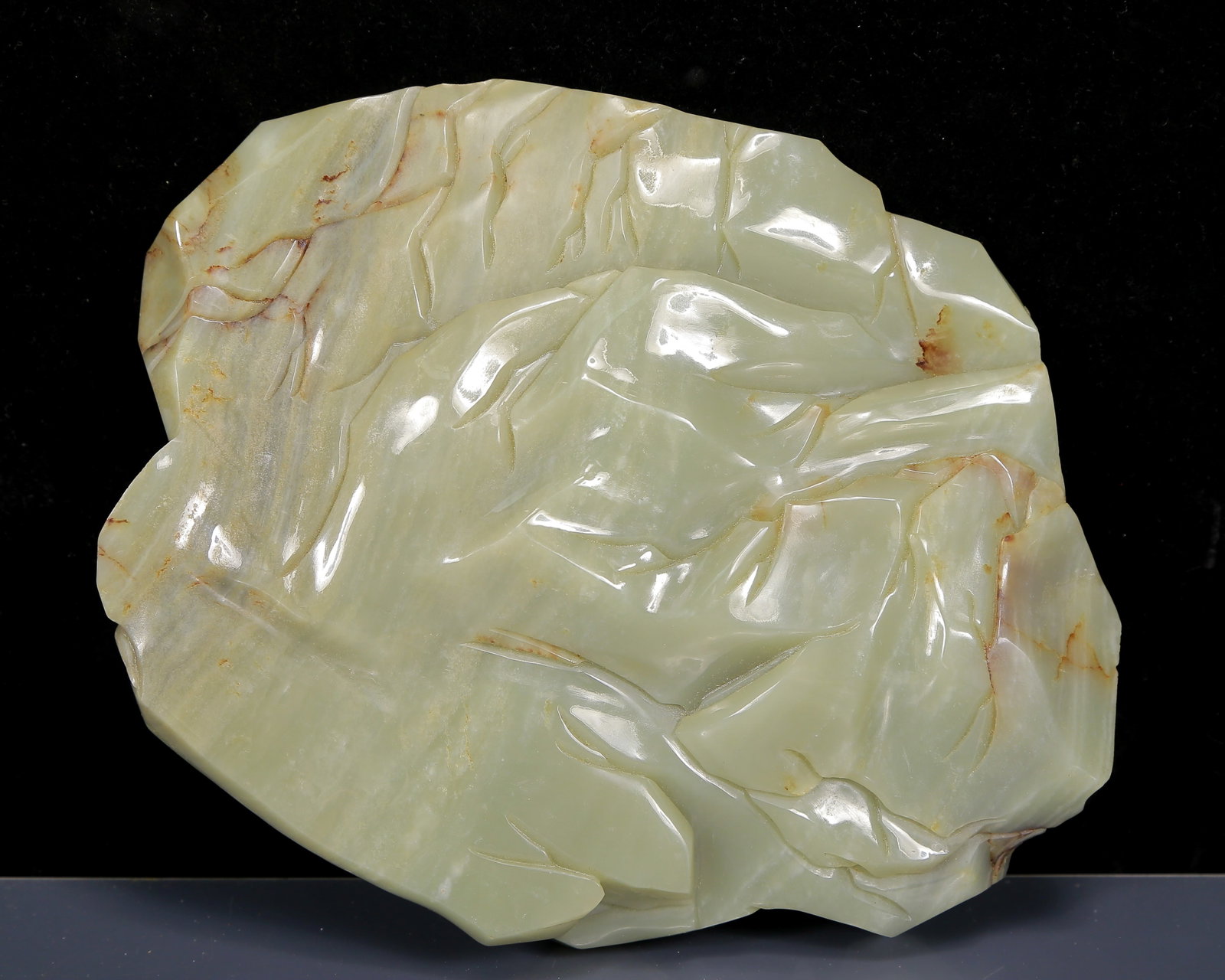 An Exquisite Greenish Jade Dragon Pattern Inkstone - 5