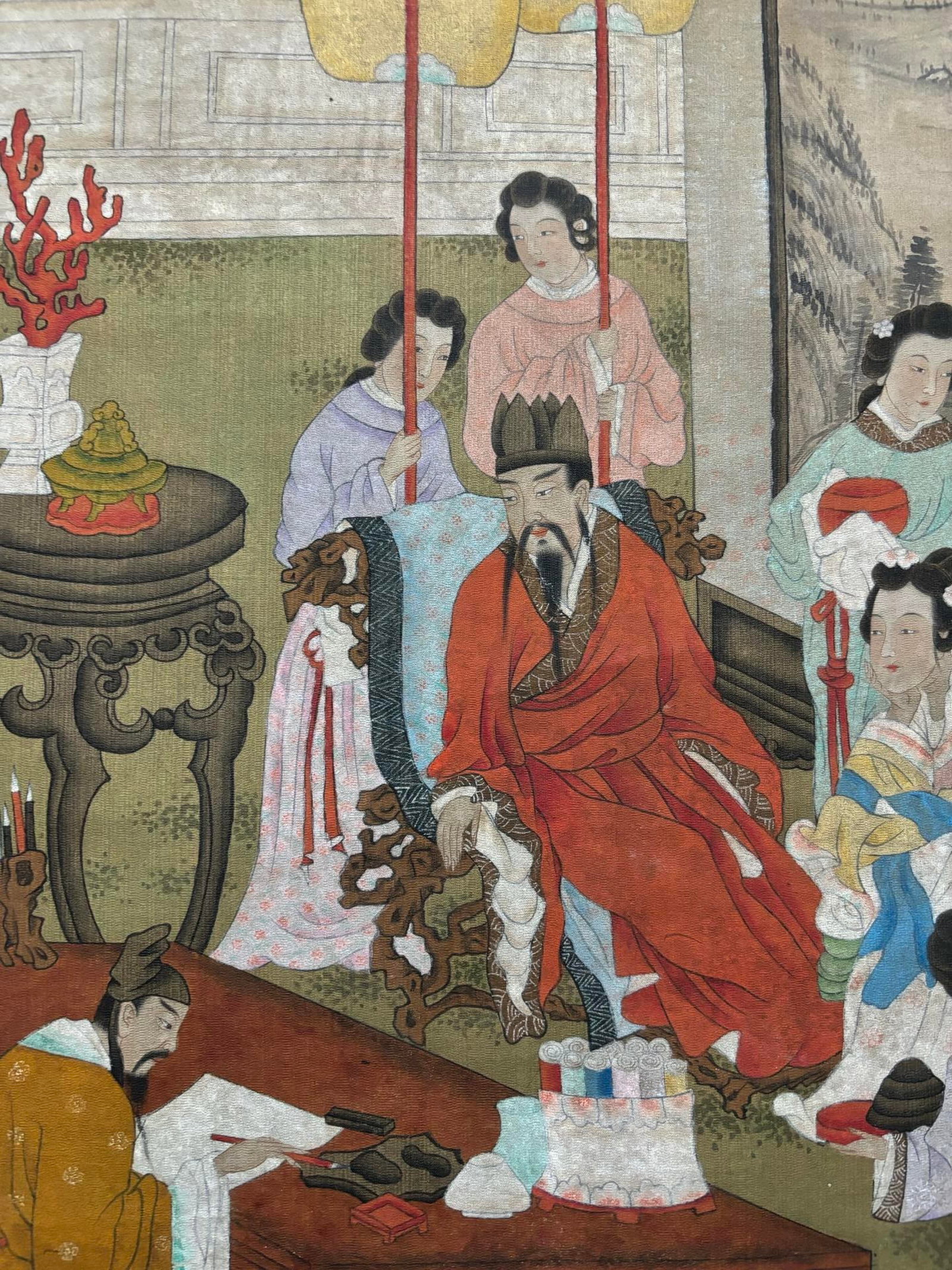 A Chinese Vertical Scroll Ink Painting of Character and Story on Silk,You Qiu - 5
