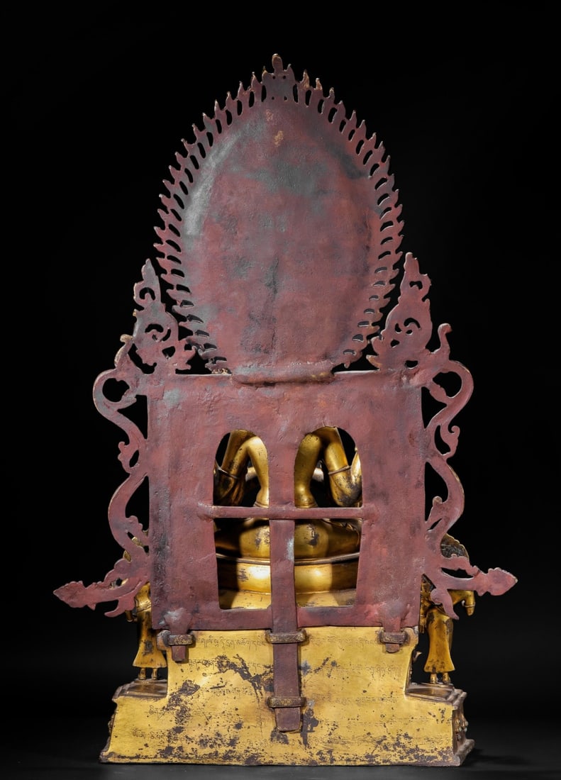 A Solemn Gilt Bronze Statue of Eleven-Headed and Six-Armed Guanyin,With Inscription - 15