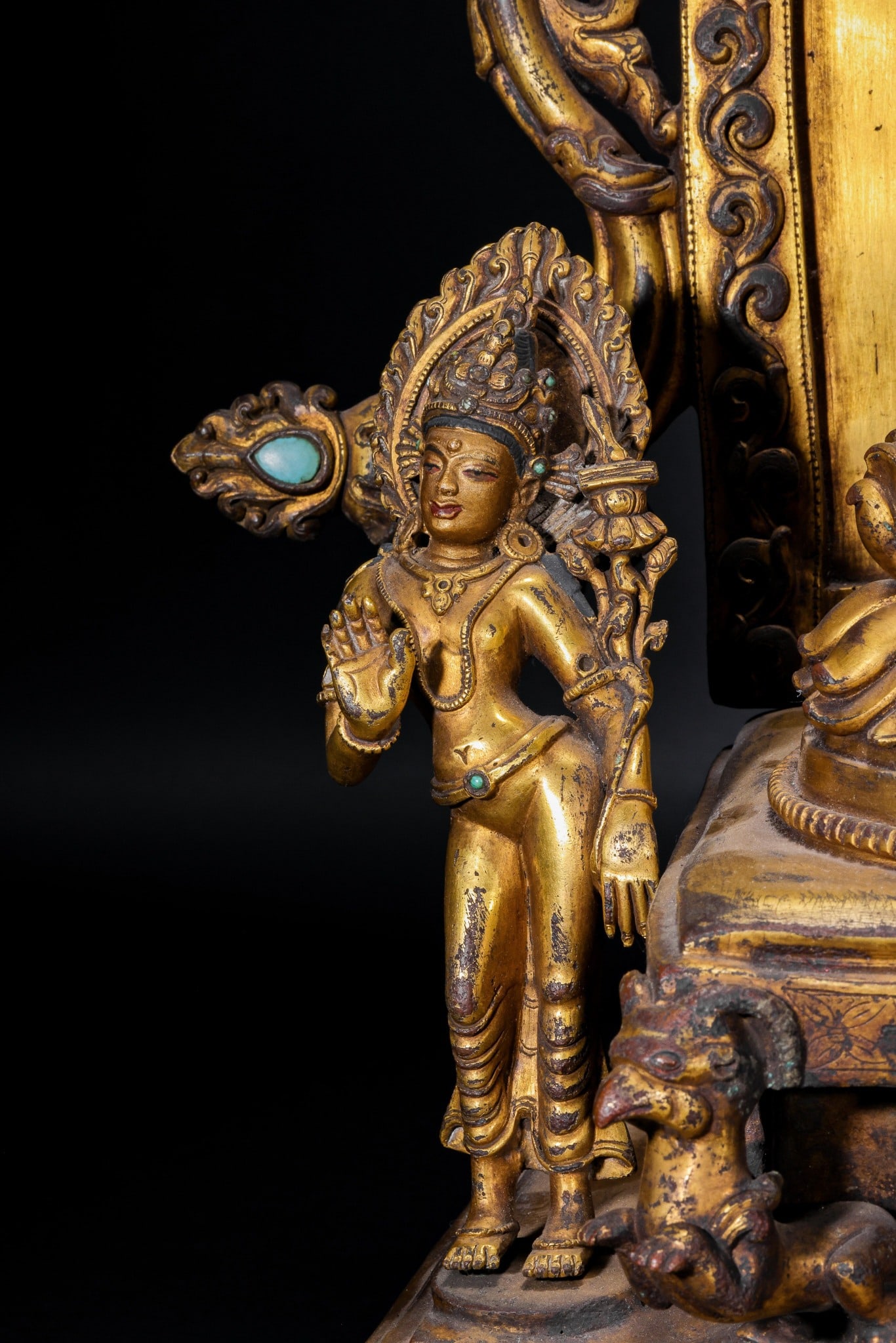 A Solemn Gilt Bronze Statue of Eleven-Headed and Six-Armed Guanyin,With Inscription - 6