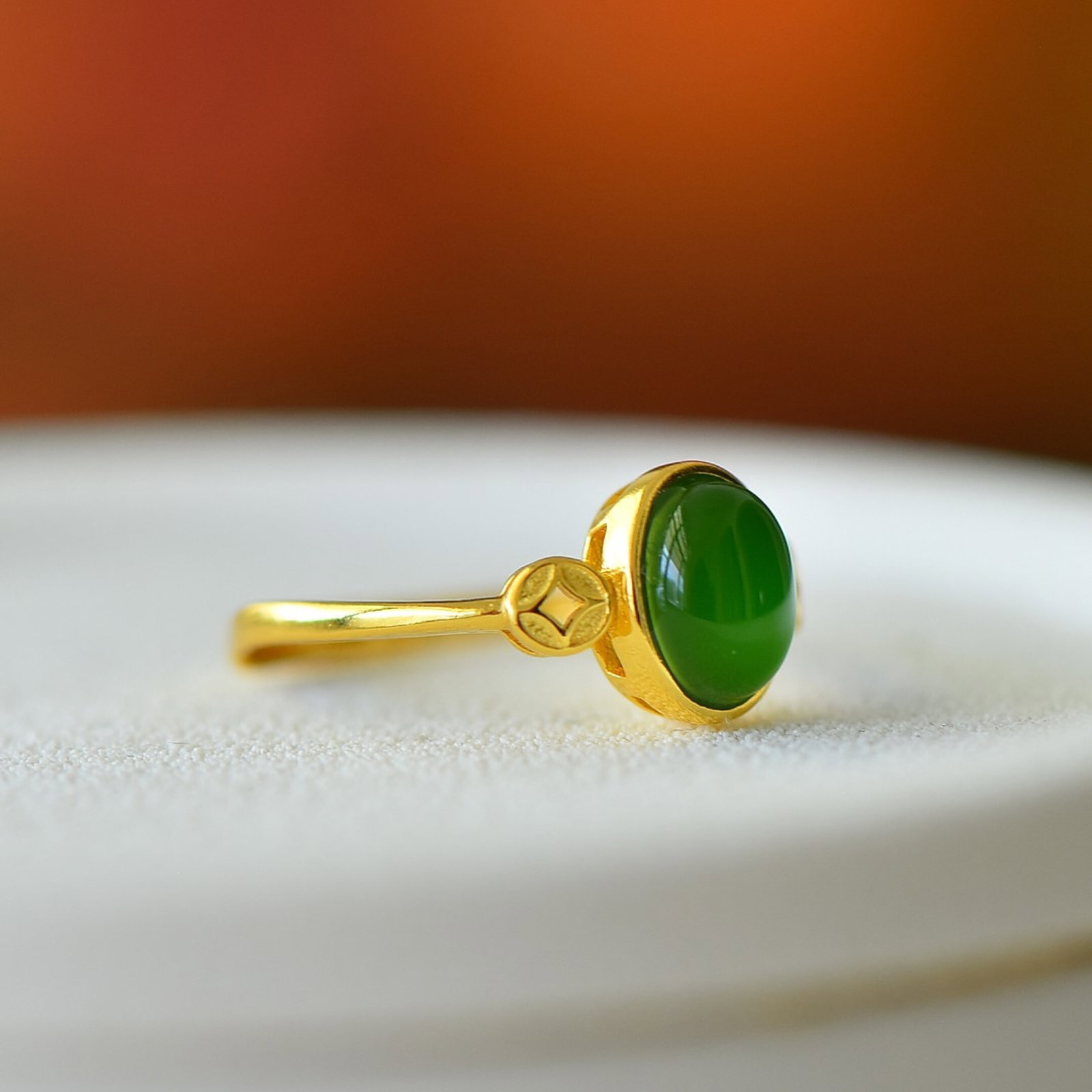 An Exquisite Sterling Silver-Gold Plated Inlaid Jasper Ring - 3