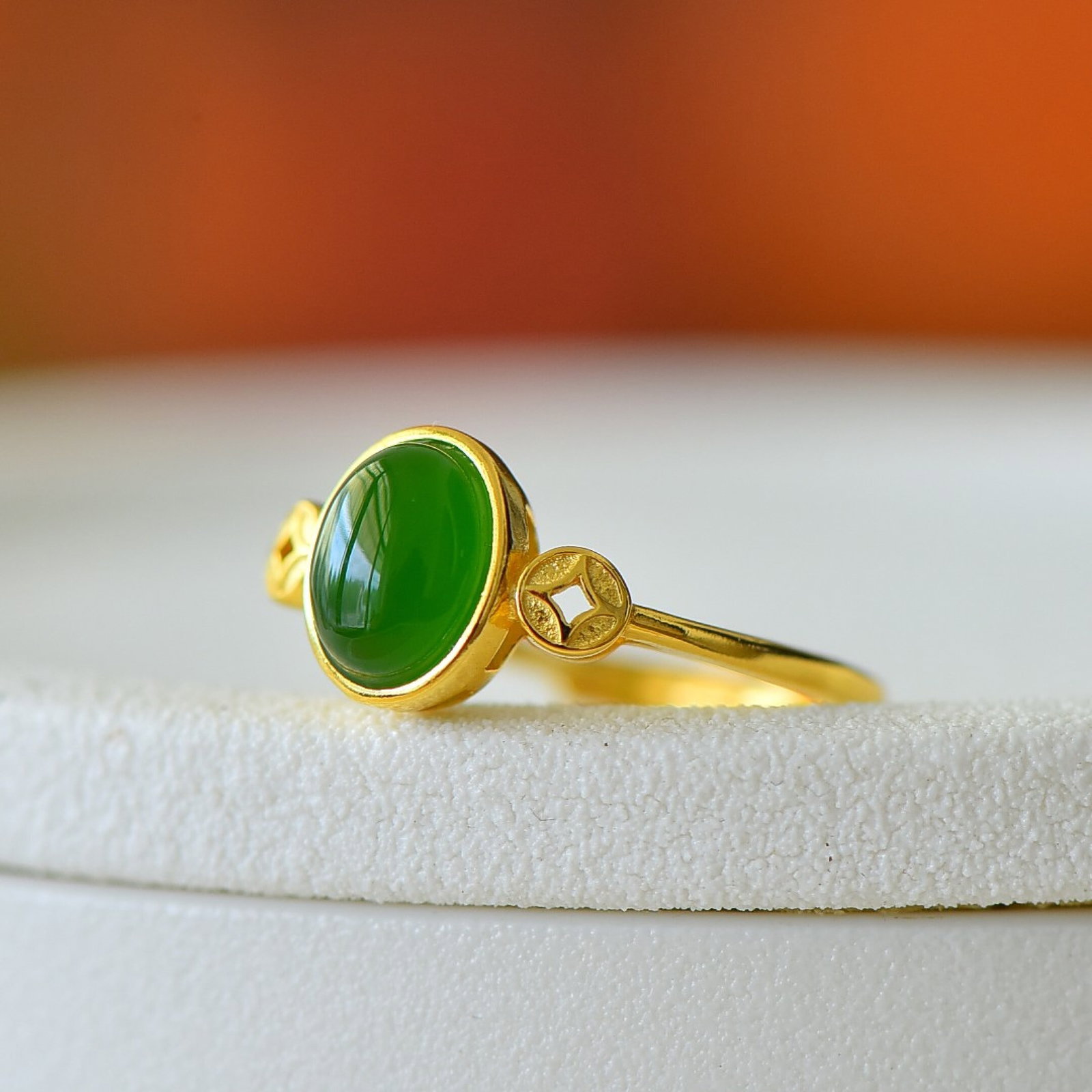An Exquisite Sterling Silver-Gold Plated Inlaid Jasper Ring - 4