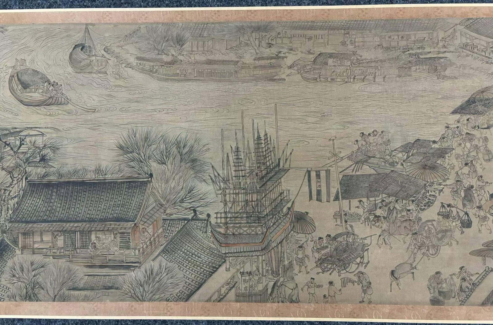 A Chinese Hand Scroll Ink Painting of Landscape and Figure on Silk,Chou Ying - 10