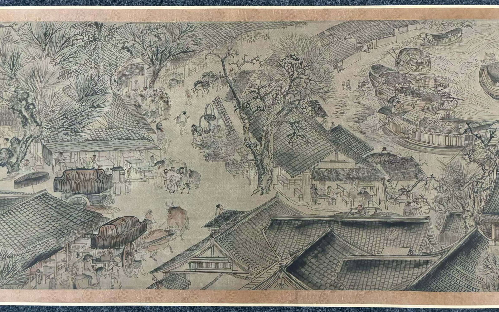 A Chinese Hand Scroll Ink Painting of Landscape and Figure on Silk,Chou Ying - 11