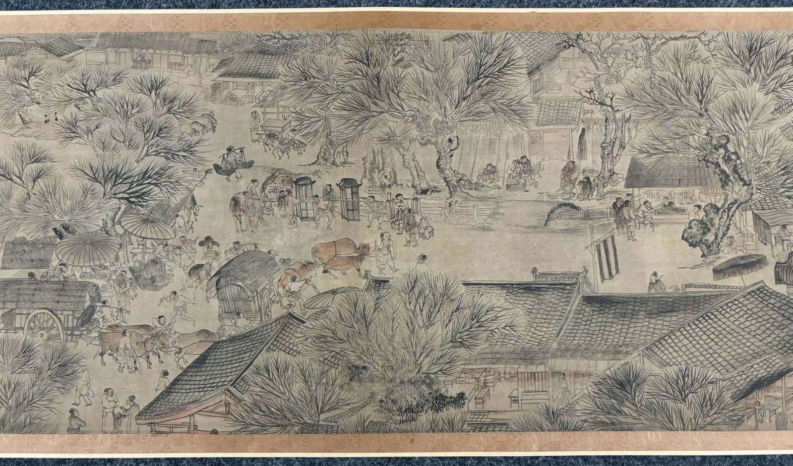 A Chinese Hand Scroll Ink Painting of Landscape and Figure on Silk,Chou Ying - 12