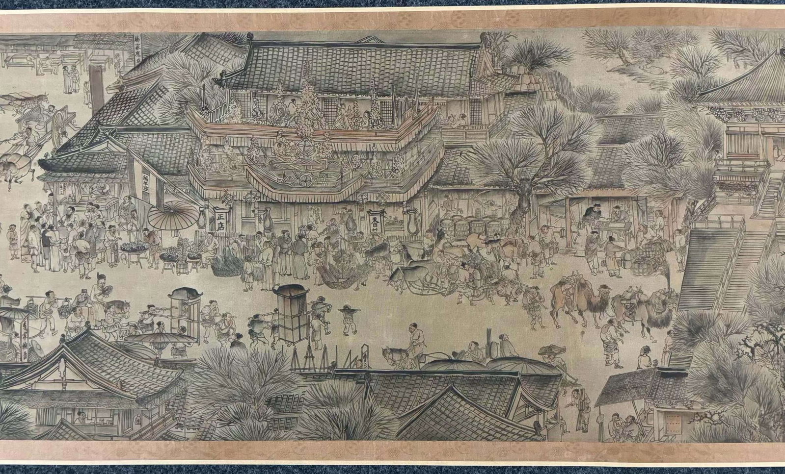 A Chinese Hand Scroll Ink Painting of Landscape and Figure on Silk,Chou Ying - 14