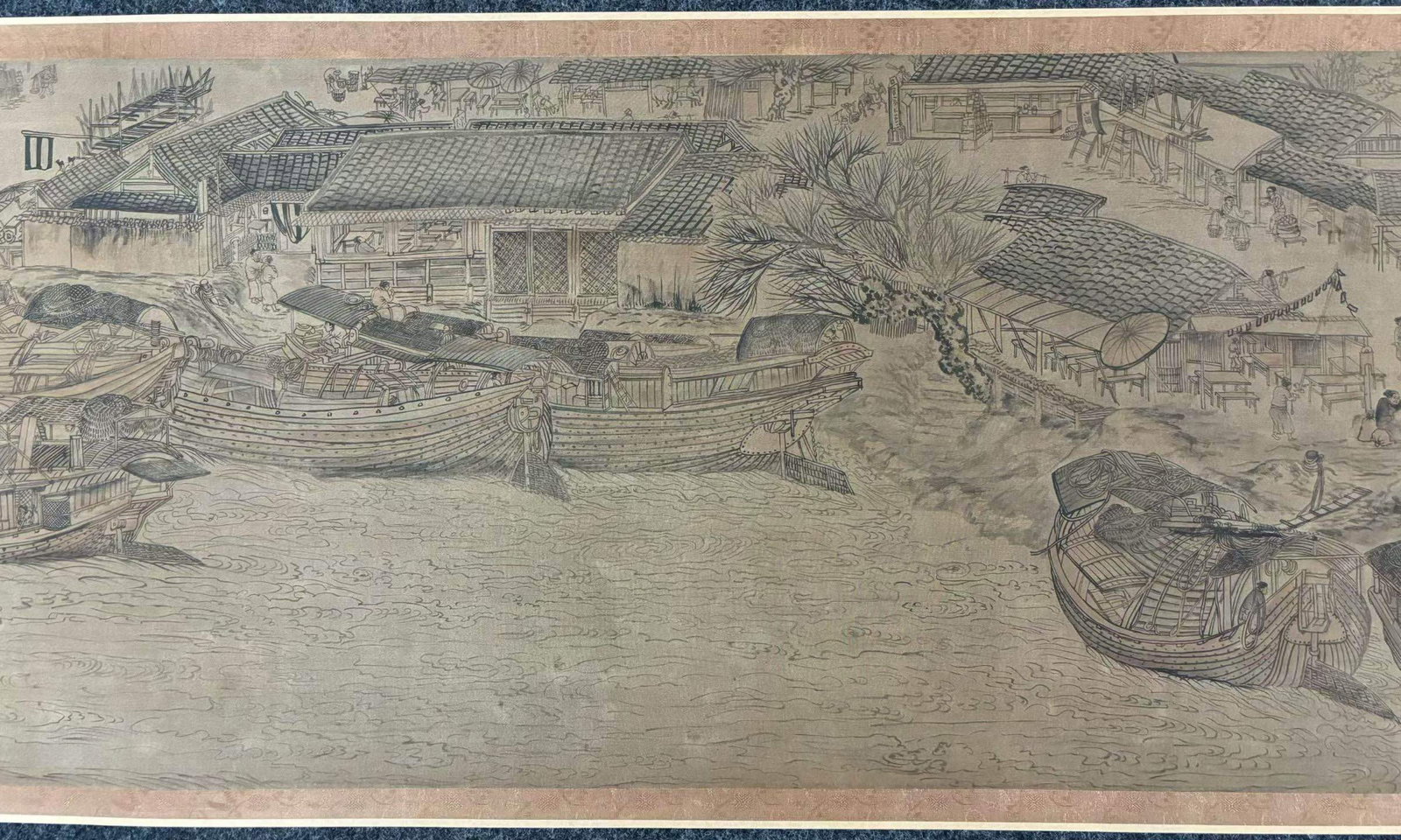 A Chinese Hand Scroll Ink Painting of Landscape and Figure on Silk,Chou Ying - 7