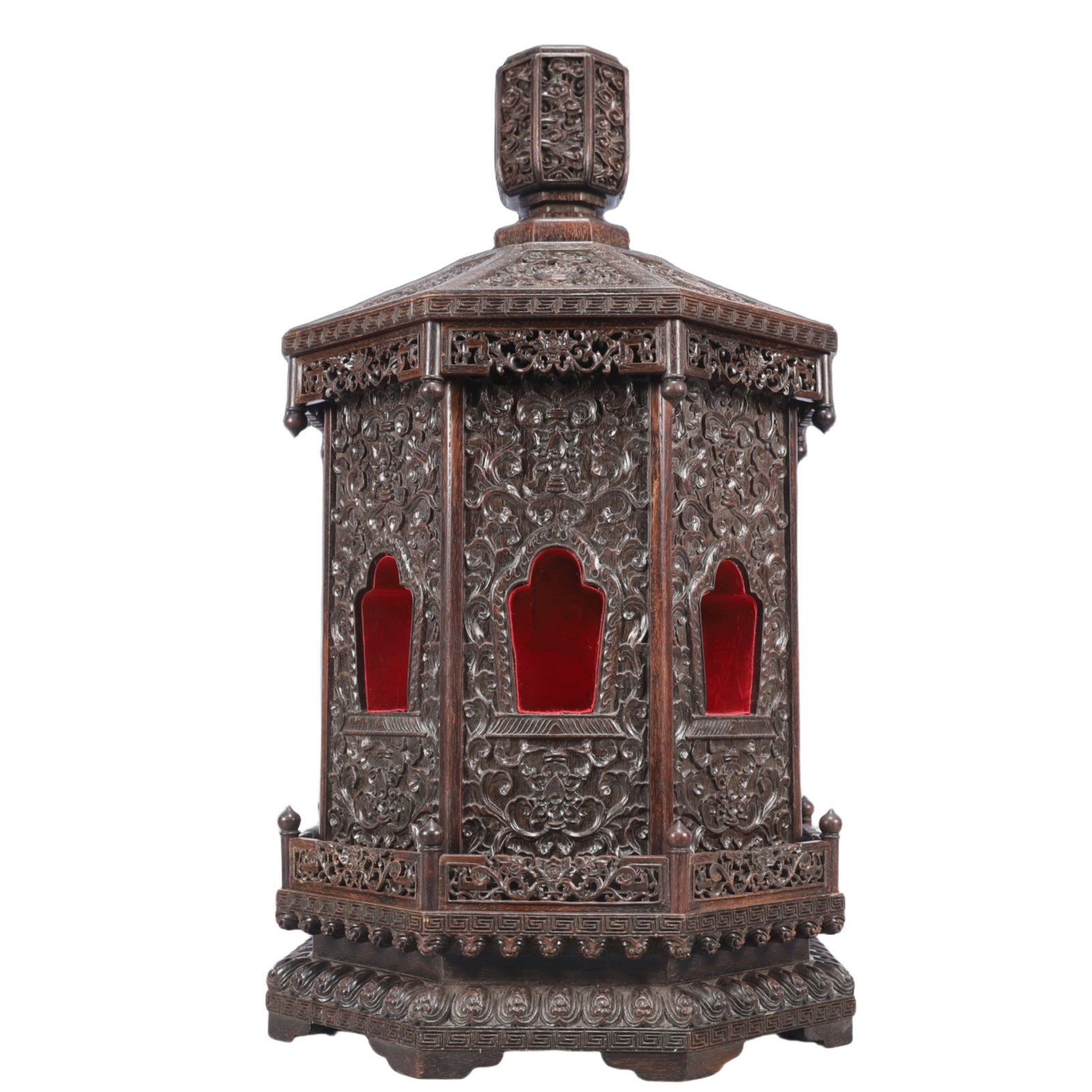 A Huge Zitanwood Lotus Pattern Niche - 4