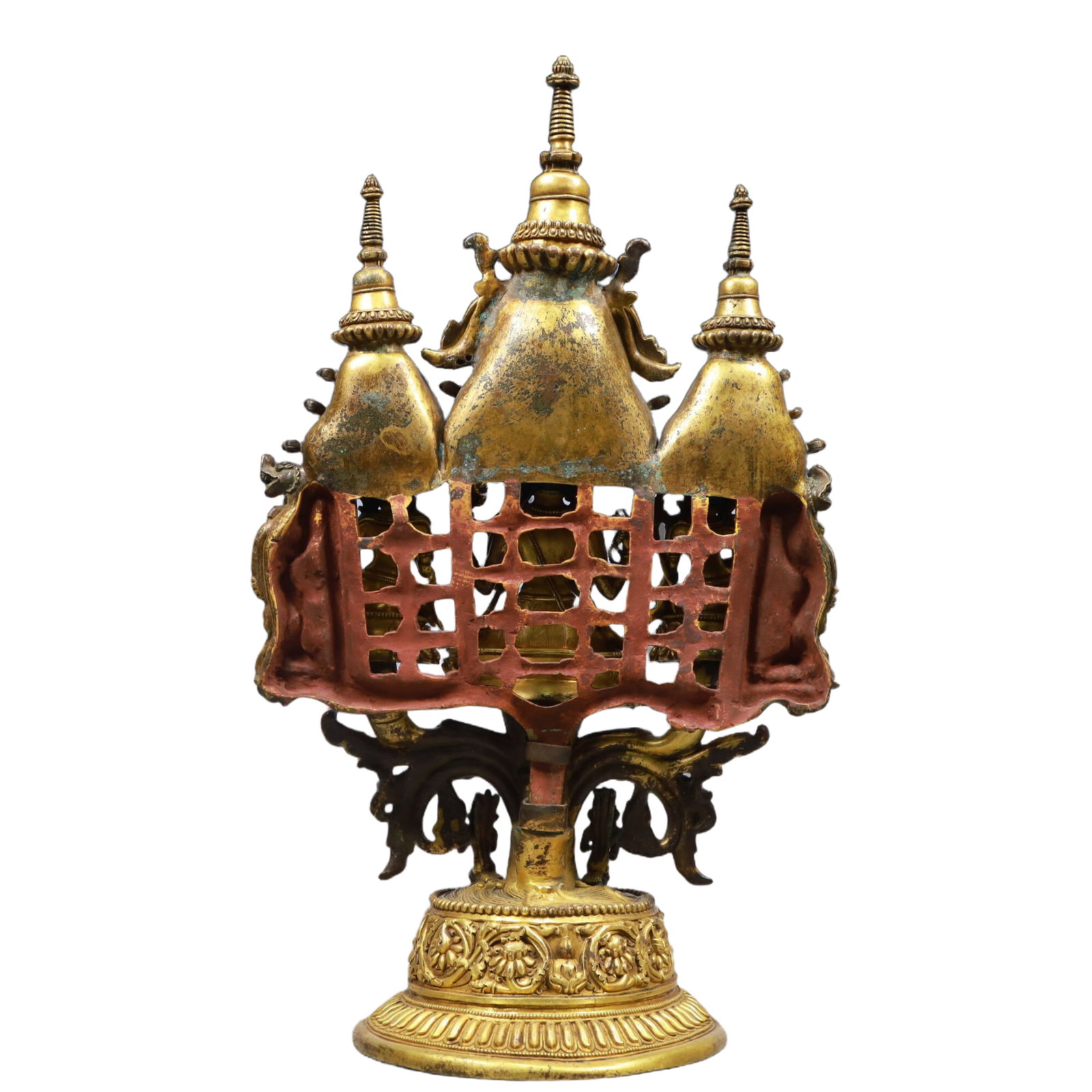 A Solemn Gilt Bronze Statue of Avalokitesvara, Inlaid Gems - 8