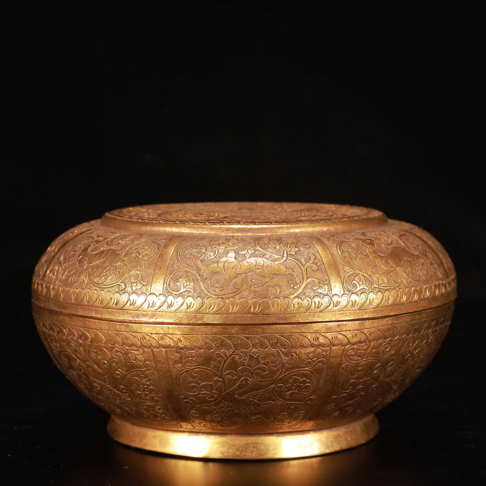 An Exquisite Gilt Bronze Flower Dragon Pattern Box with Cover - 2