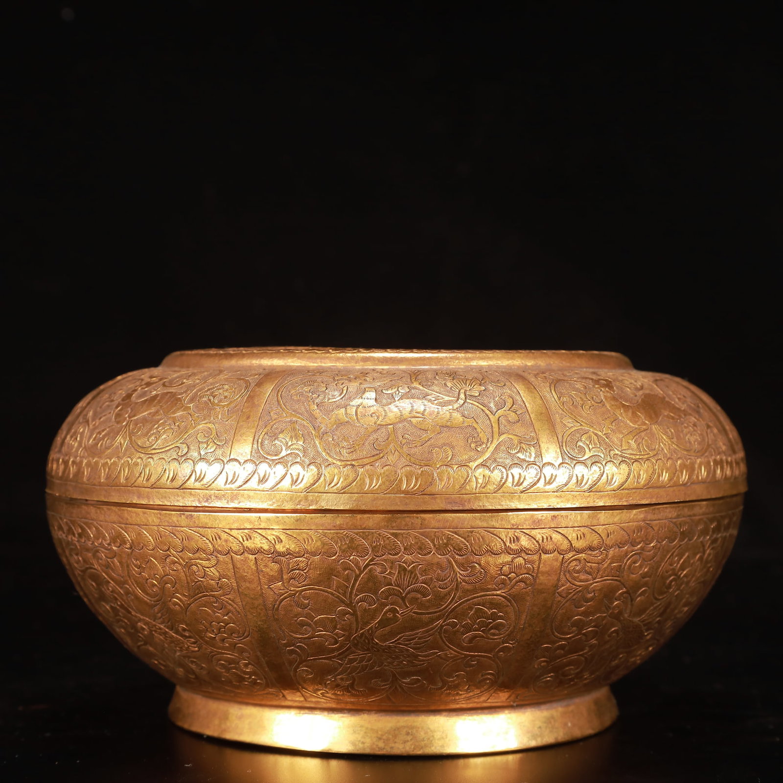 An Exquisite Gilt Bronze Flower Dragon Pattern Box with Cover - 3