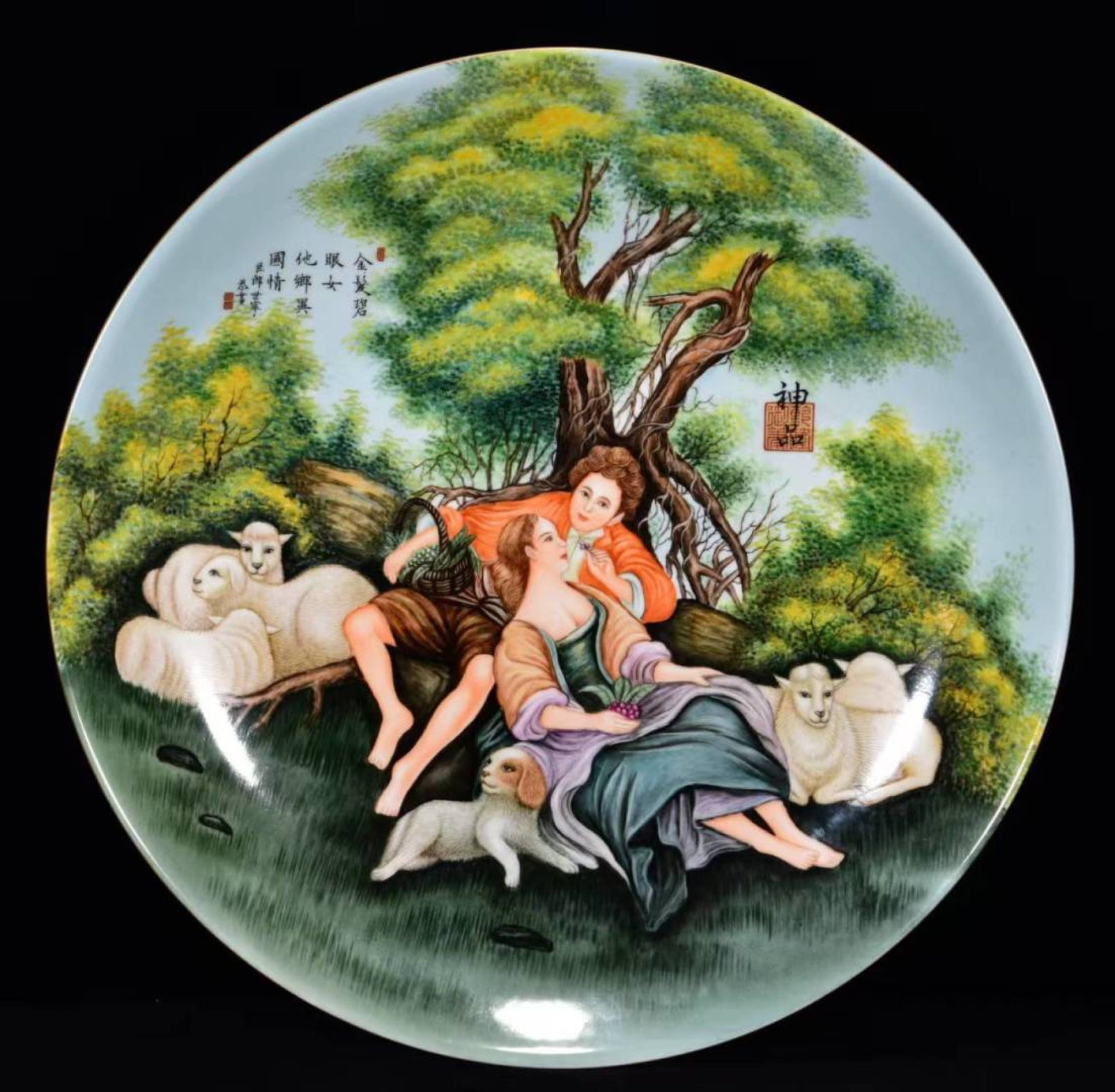 A Huge Enamel Figure Pattern Plate - 2