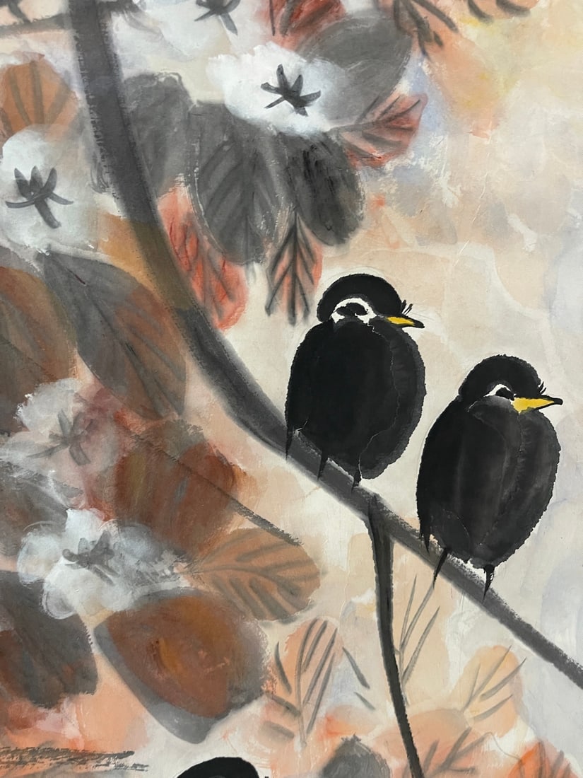 A Chinese Ink Painting of Flower and Bird on Paper,Lin Fengmian - 4
