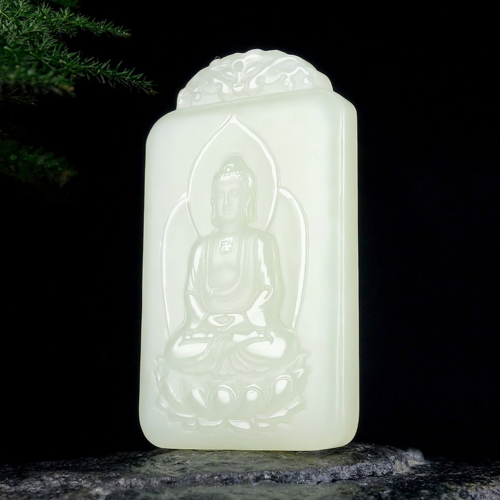 An Exquisite White Jade Statue of Sakyamuni Pendant - 3
