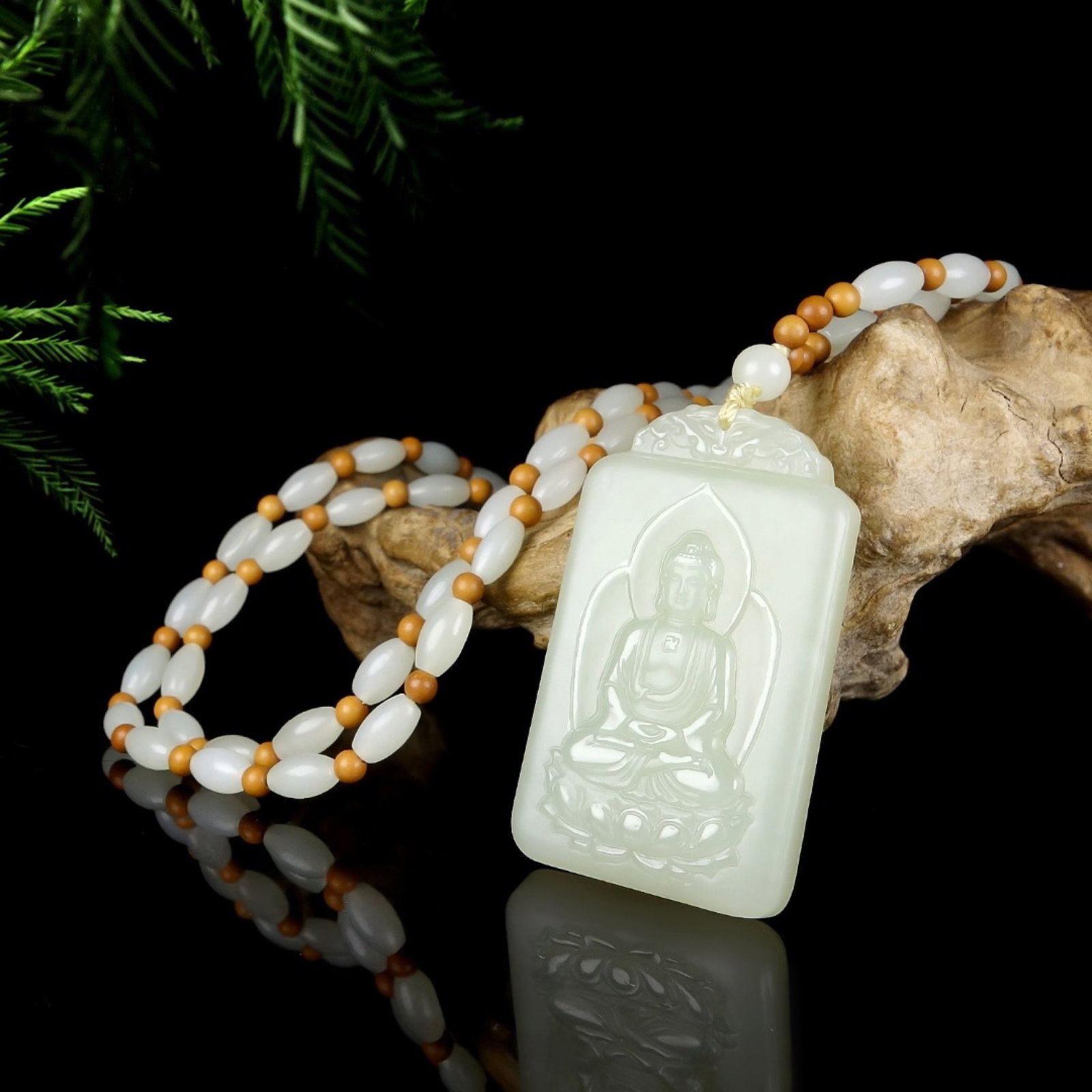 An Exquisite White Jade Statue of Sakyamuni Pendant - 6