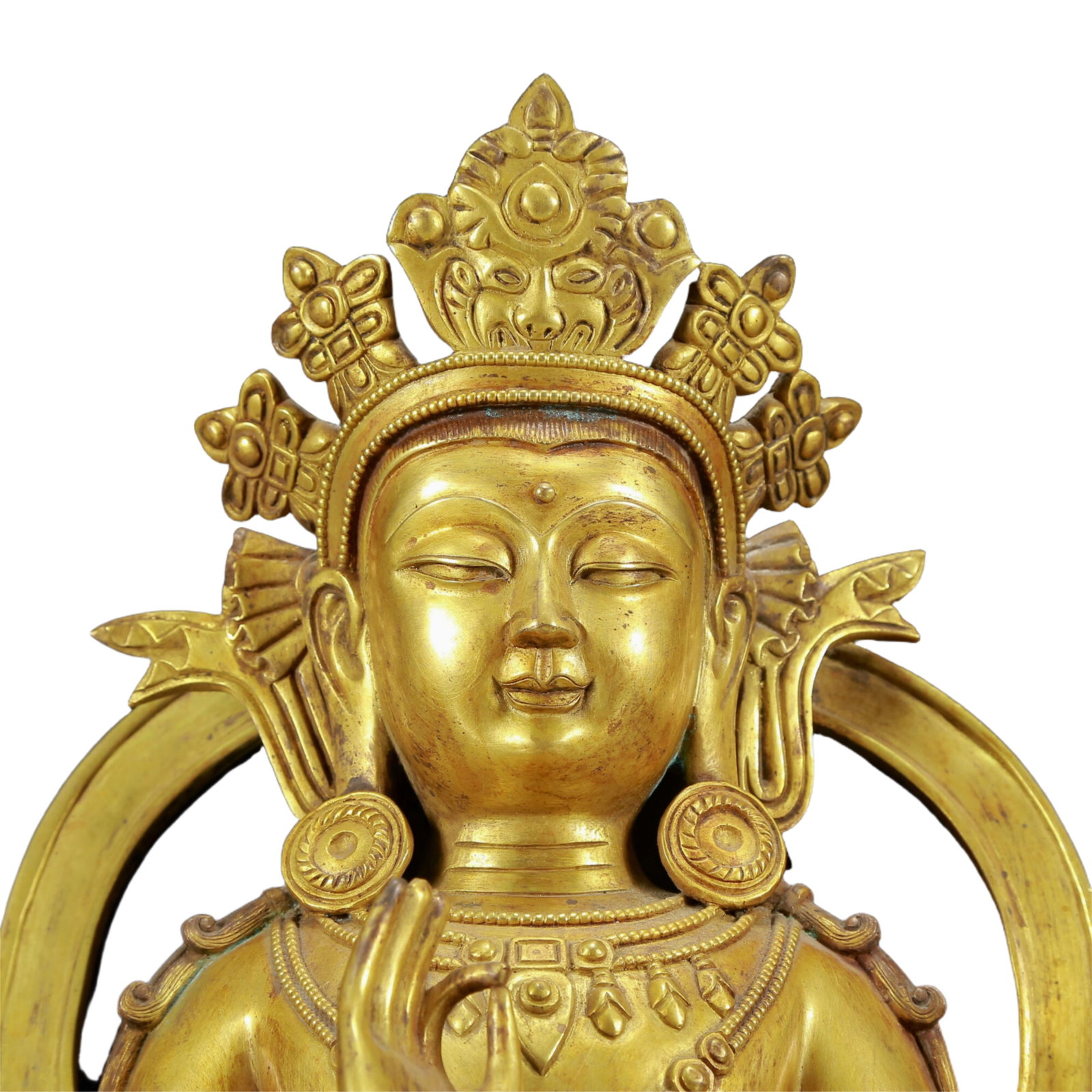 A Solemn Gilt Bronze Statue of Avalokitesvara - 2