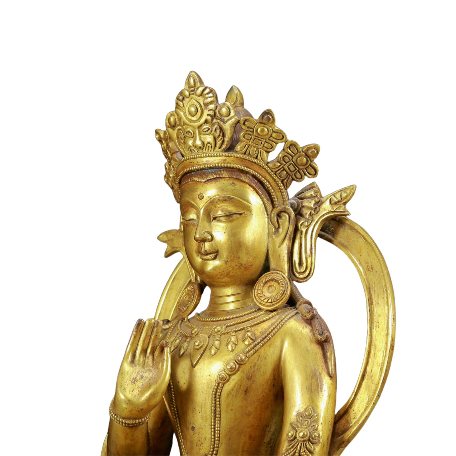 A Solemn Gilt Bronze Statue of Avalokitesvara - 6
