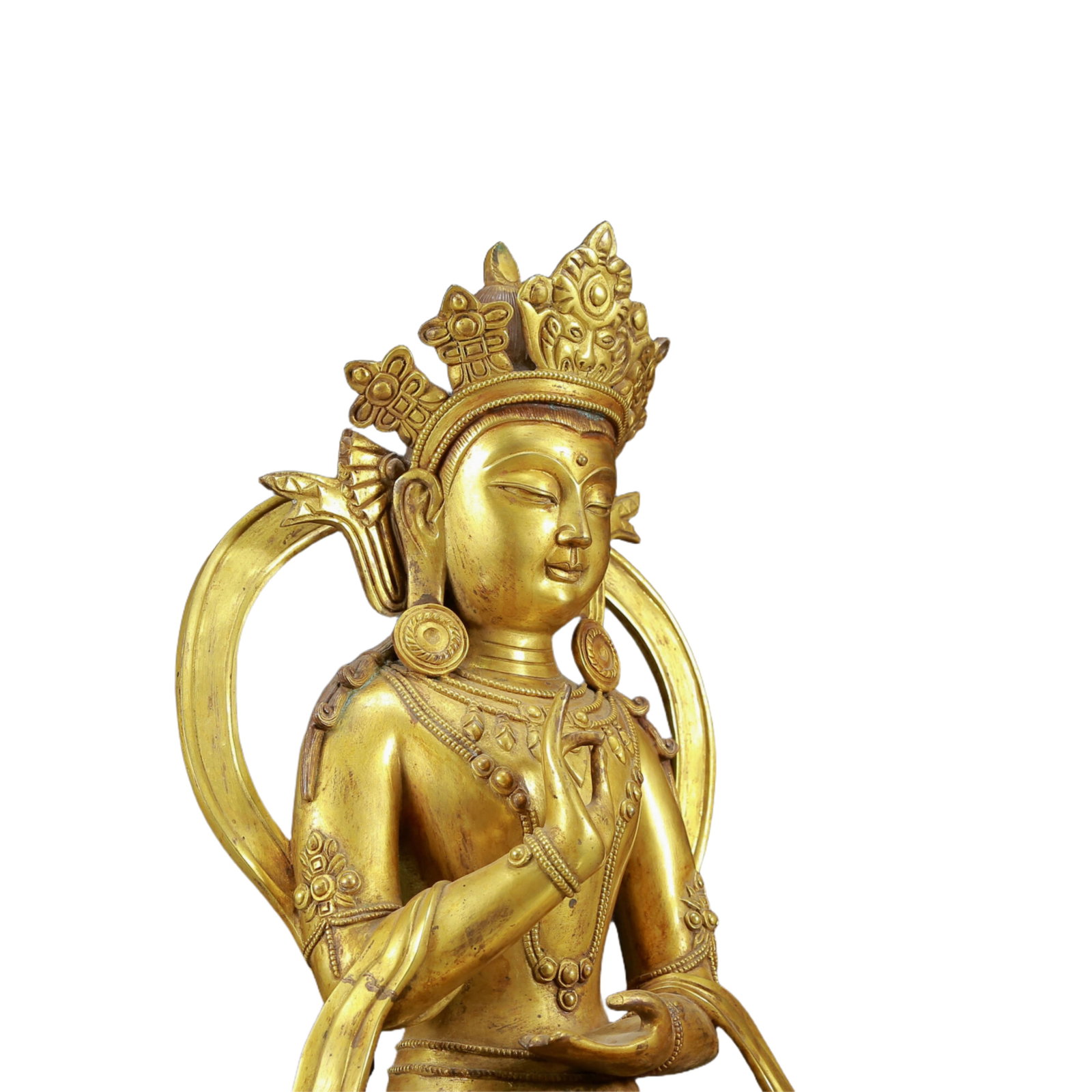 A Solemn Gilt Bronze Statue of Avalokitesvara - 8