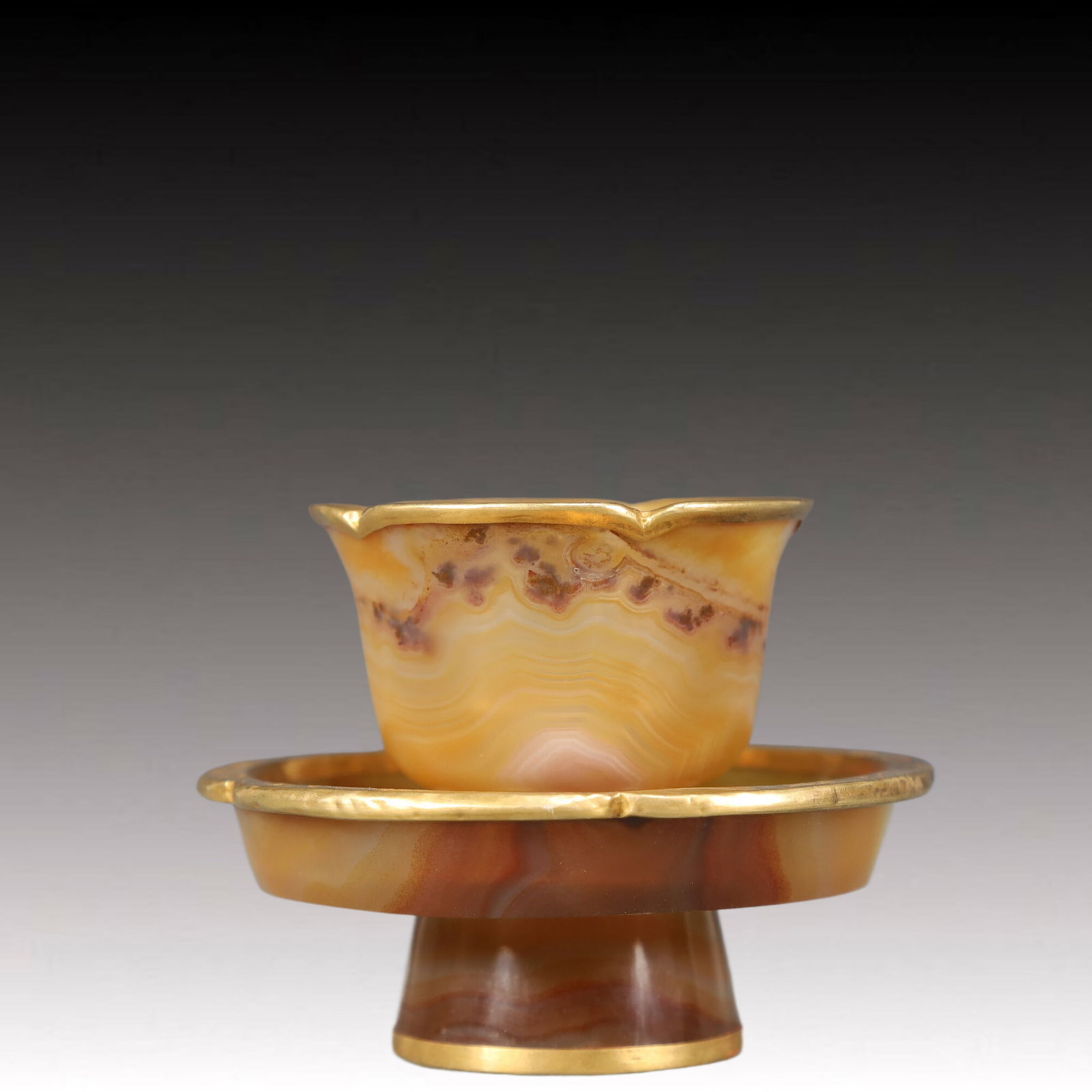 An Exquisite Agate Cover with Gold Cup - 3