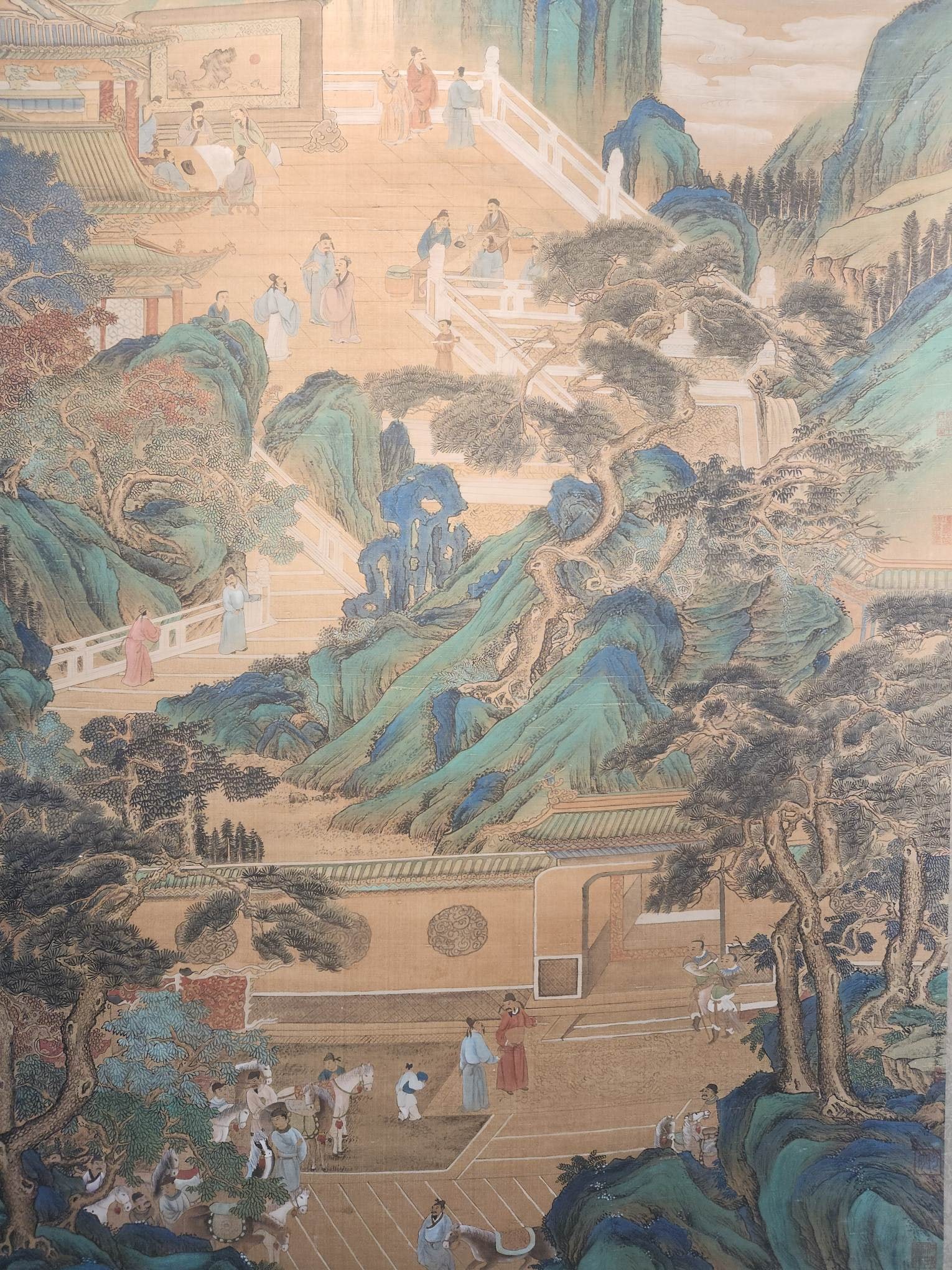 A Chinese Vertical Scroll Ink Painting of Landscape and Figure on Silk,Chou Ying - 11