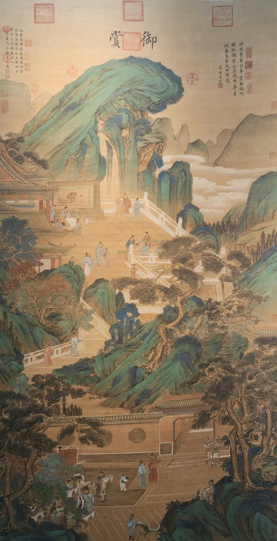 A Chinese Vertical Scroll Ink Painting of Landscape and Figure on Silk,Chou Ying - 2