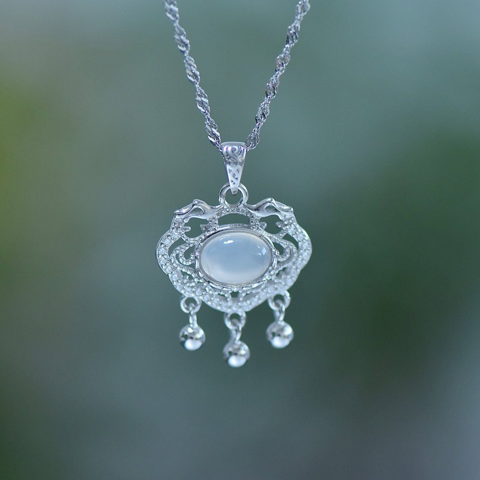 An Exquisite Sterling Silver Inlaid Agate Pendant - 5