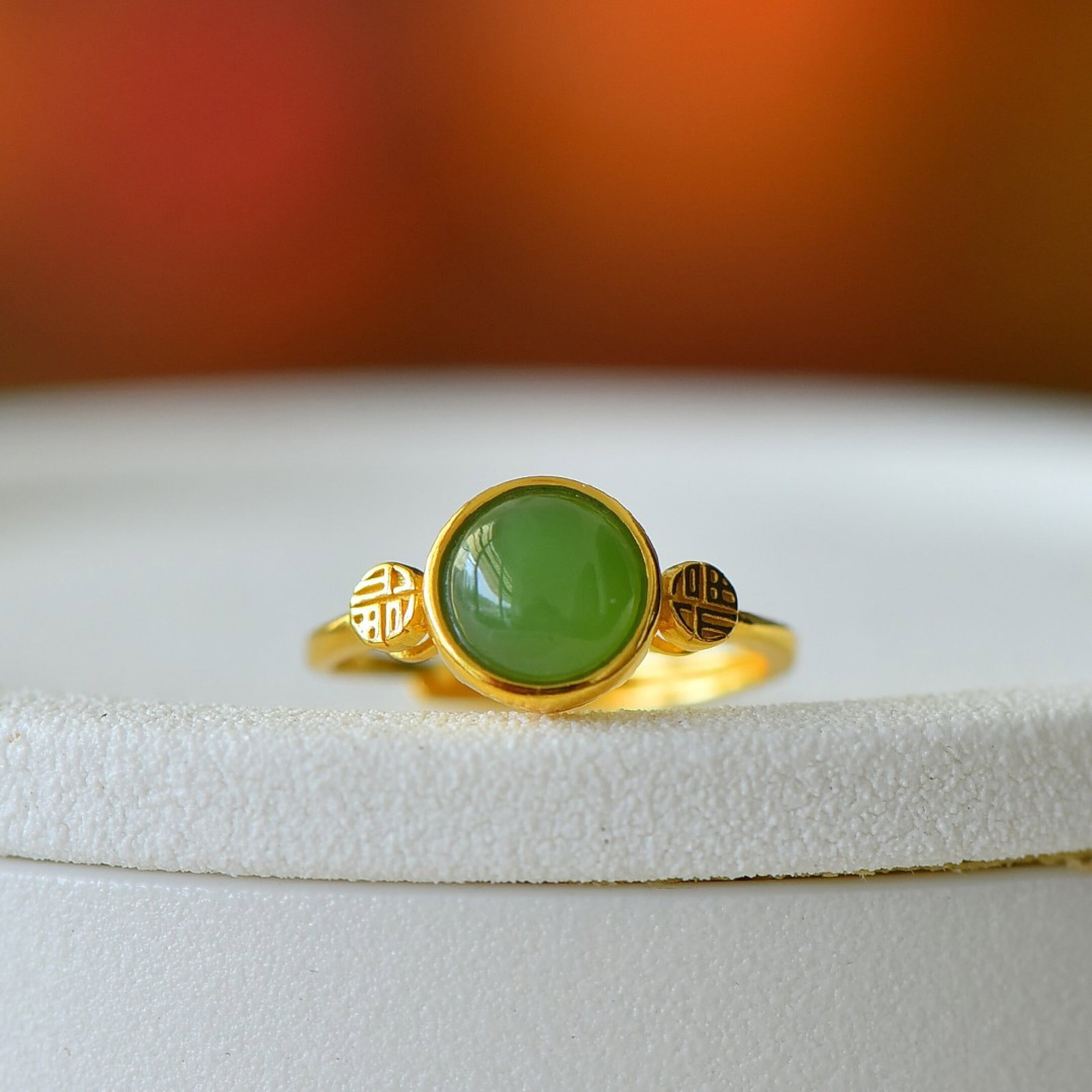 An Exquisite Sterling Silver-Gold Plated Inlaid Jasper Ring - 2