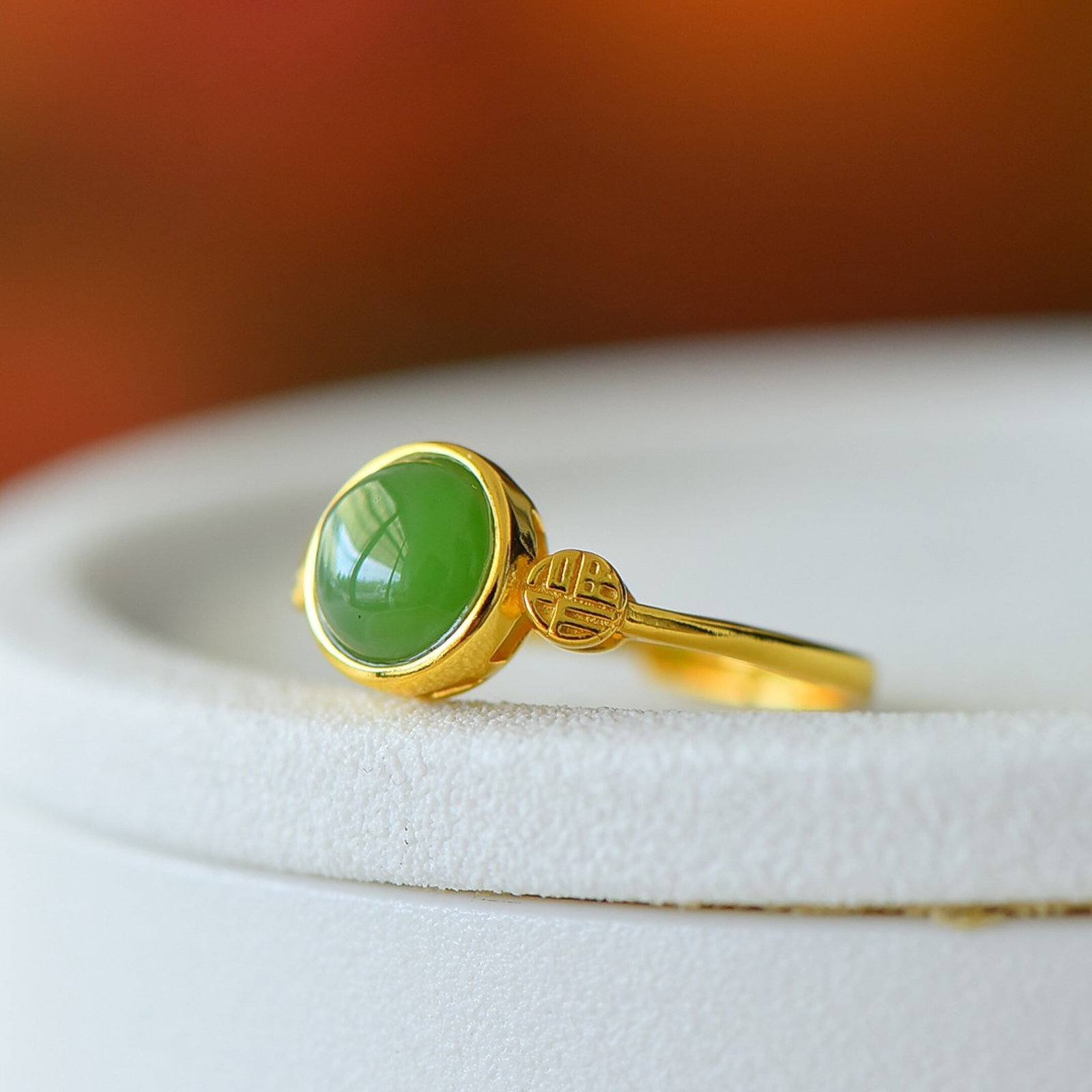 An Exquisite Sterling Silver-Gold Plated Inlaid Jasper Ring - 3