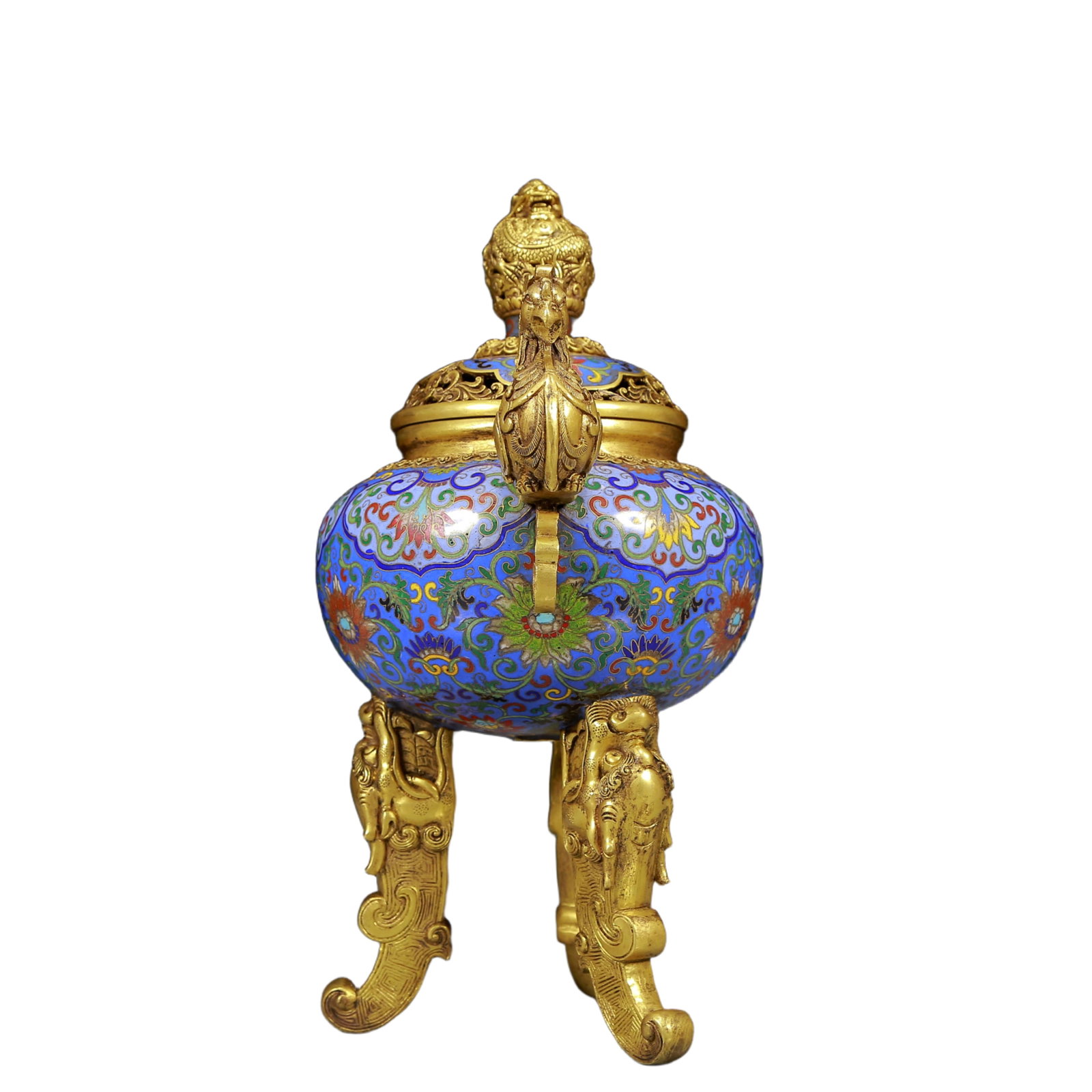 A Rare Cloisonne Lotus Pattern Phoenix-Ears Tripod Censer - 10