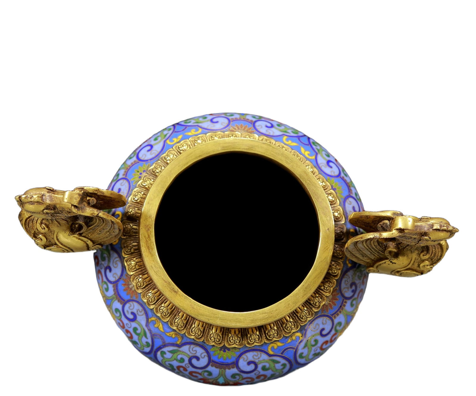 A Rare Cloisonne Lotus Pattern Phoenix-Ears Tripod Censer - 12