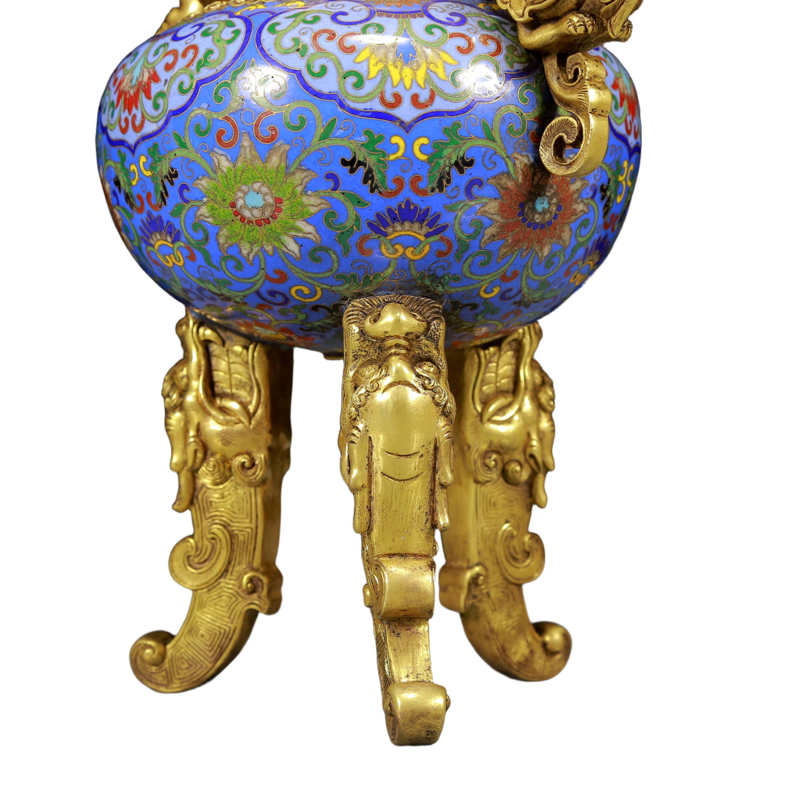 A Rare Cloisonne Lotus Pattern Phoenix-Ears Tripod Censer - 6