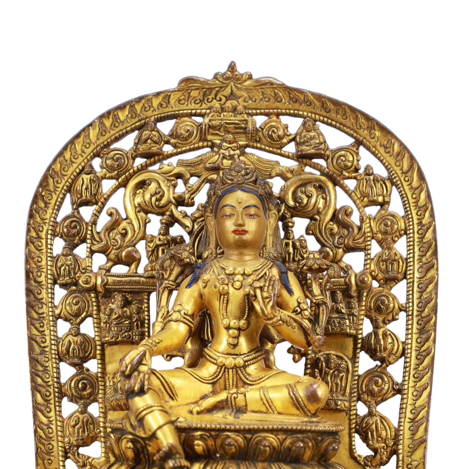 A Solemn Gilt Bronze Statue of Tara,With Inscription - 2
